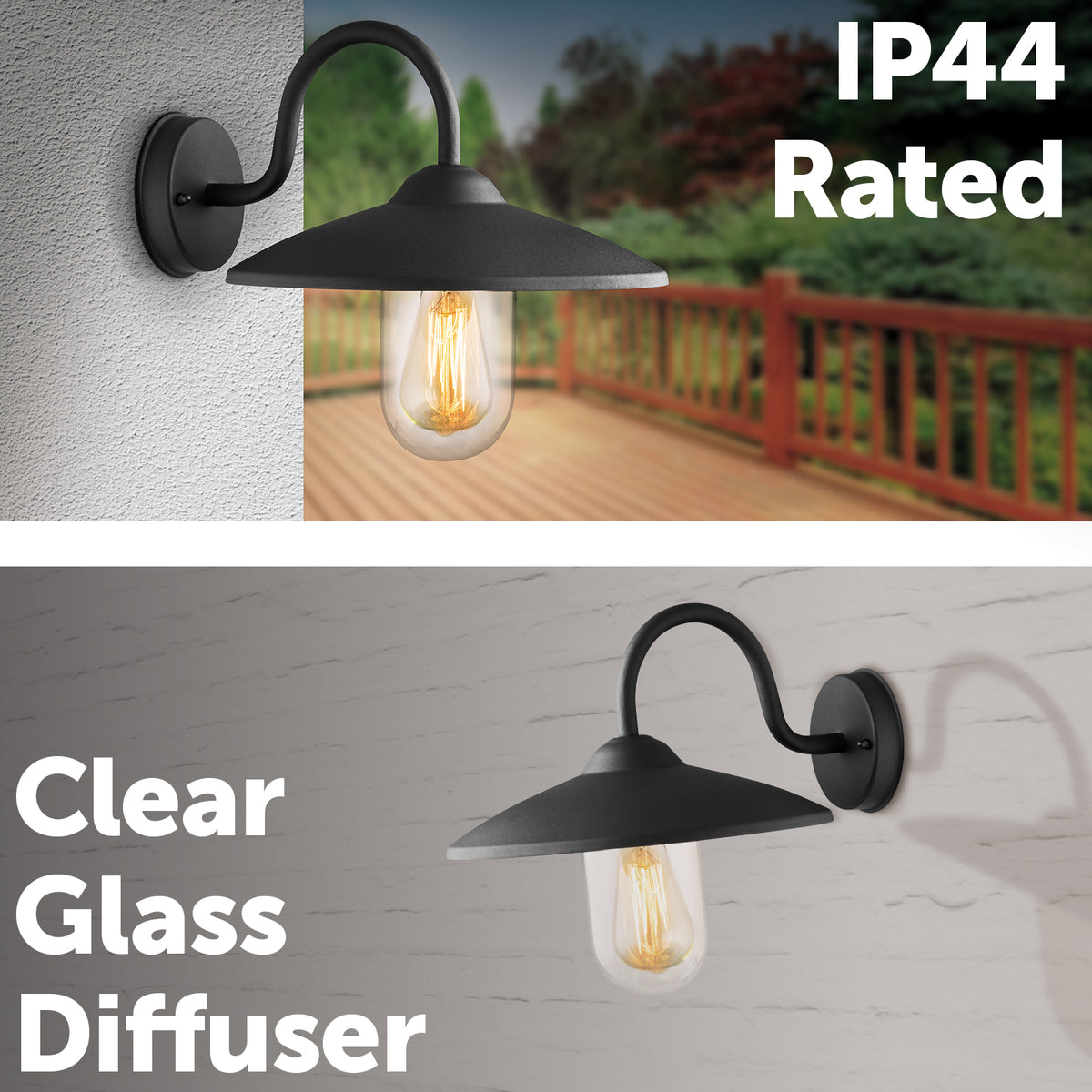 Arlec Black Bristol Exterior Farm Wall Light