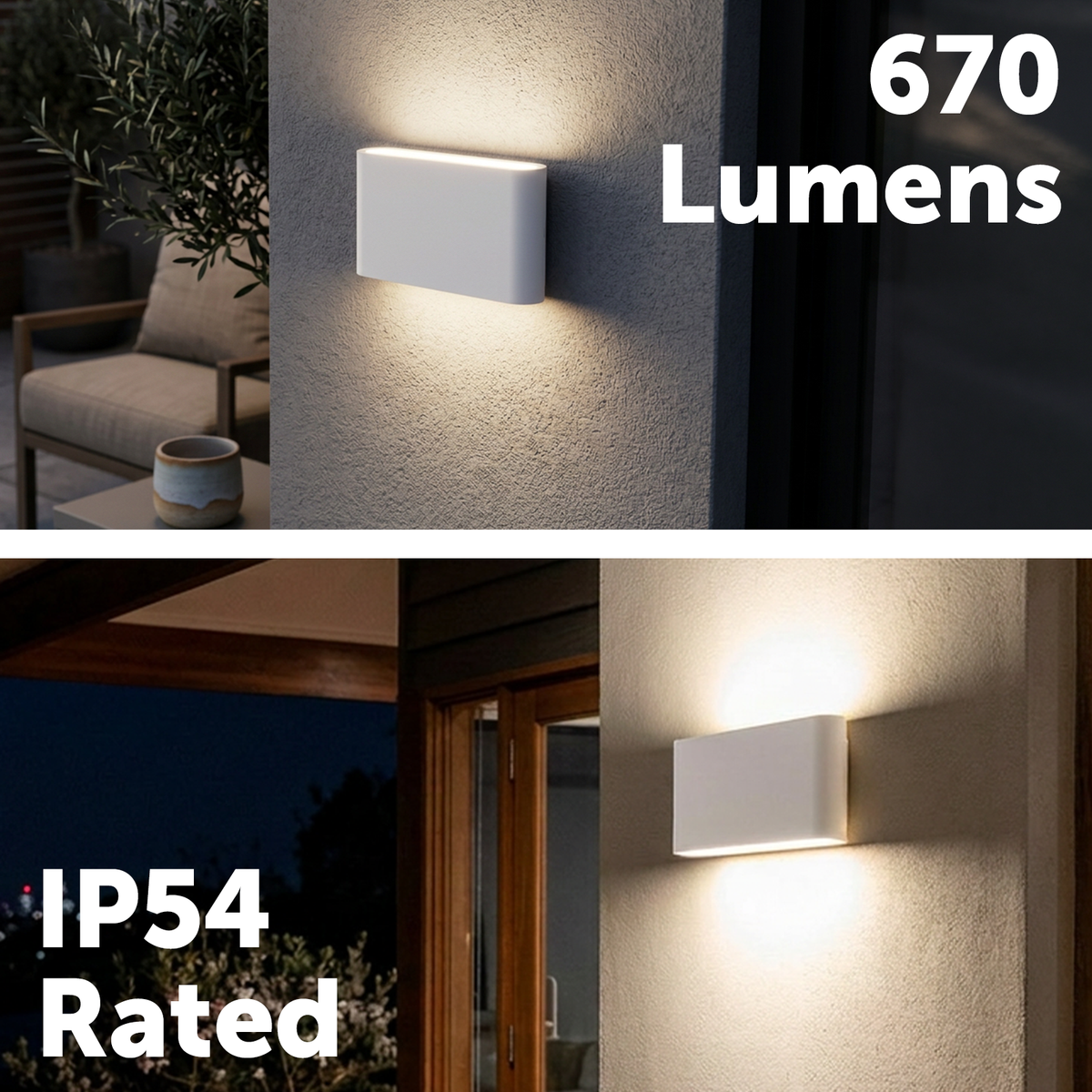 Arlec White Doppia Medium LED CCT Up & Down Wall Light