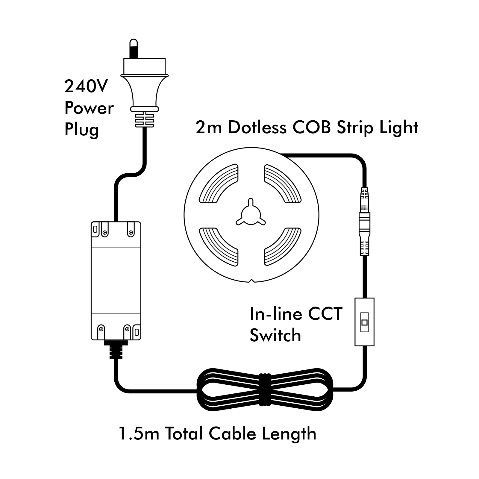 Arlec 2m Dotless CCT COB Strip Light