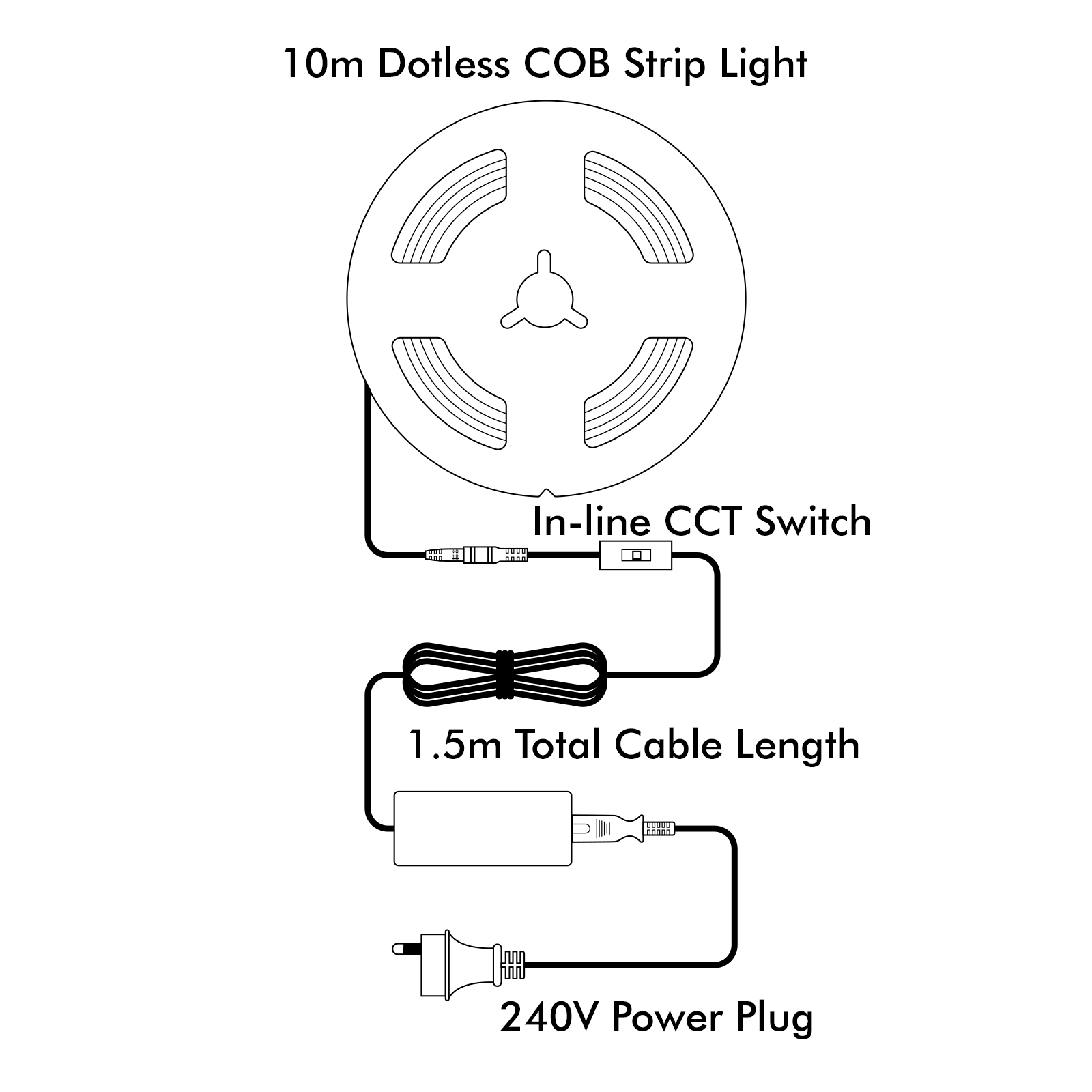 Arlec 10m Dotless CCT COB Strip Light