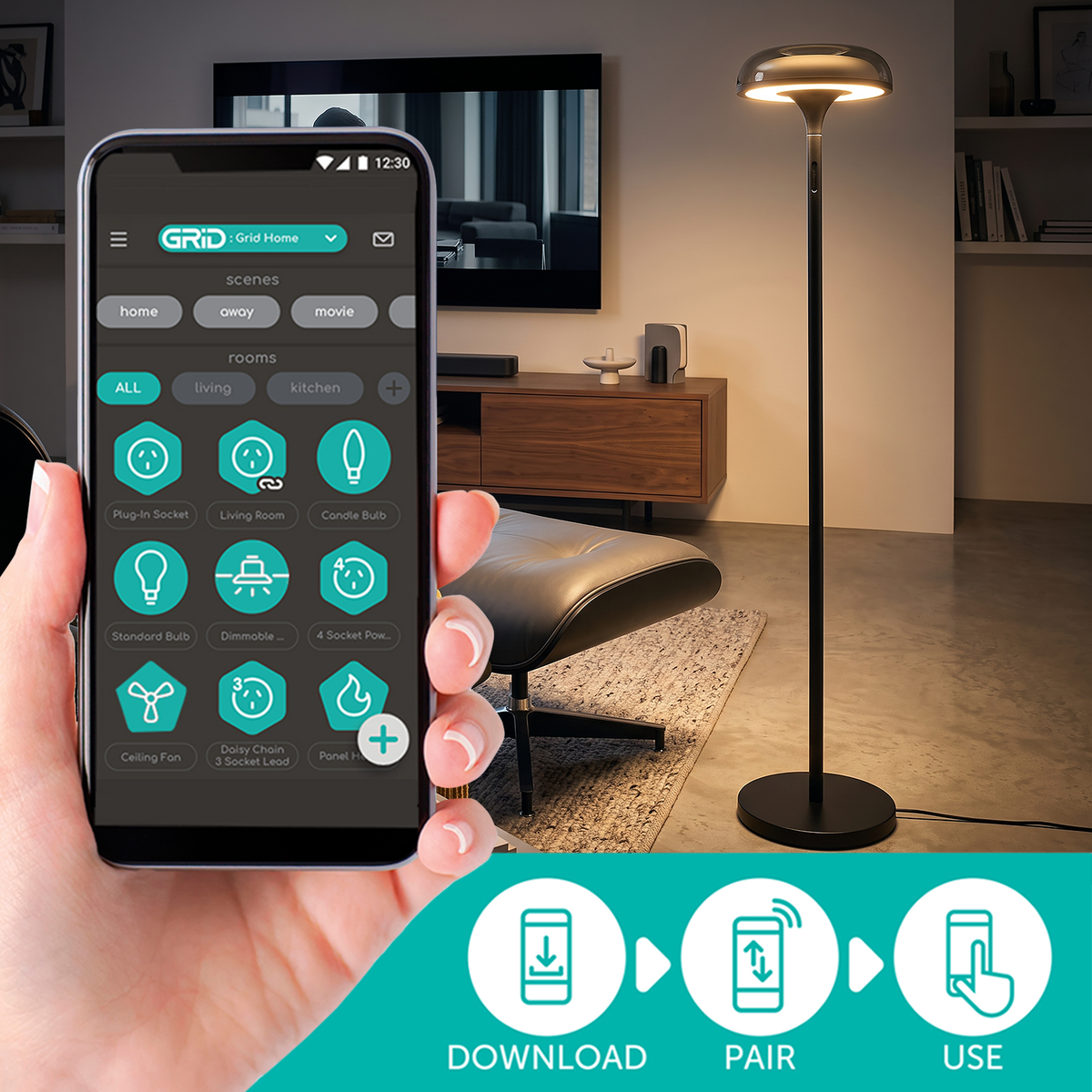 Arlec Grid Connect Smart Tri-Zone Floor Lamp