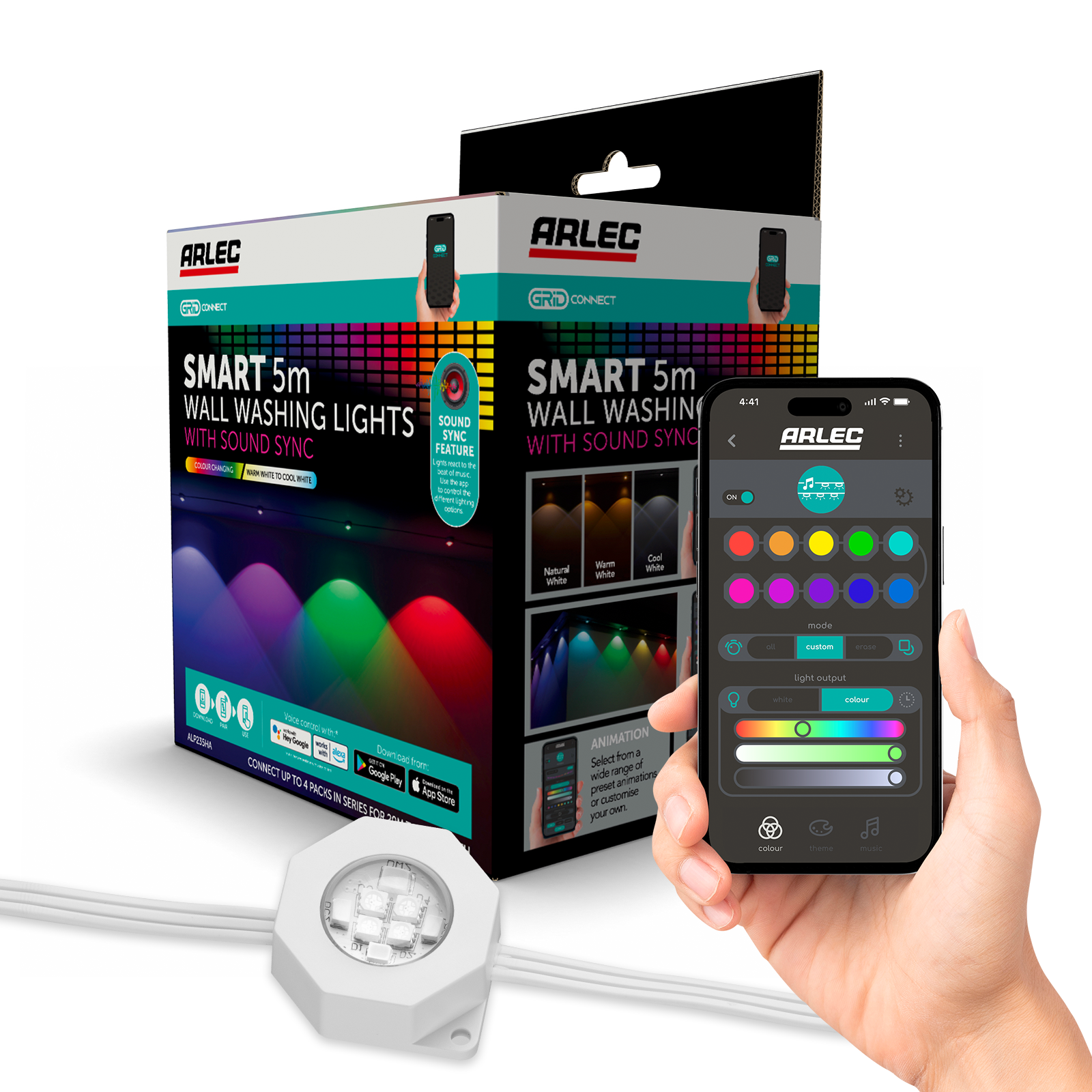 Arlec Grid Connect Smart Wall Washing Lights 5m RGB CCT Grid