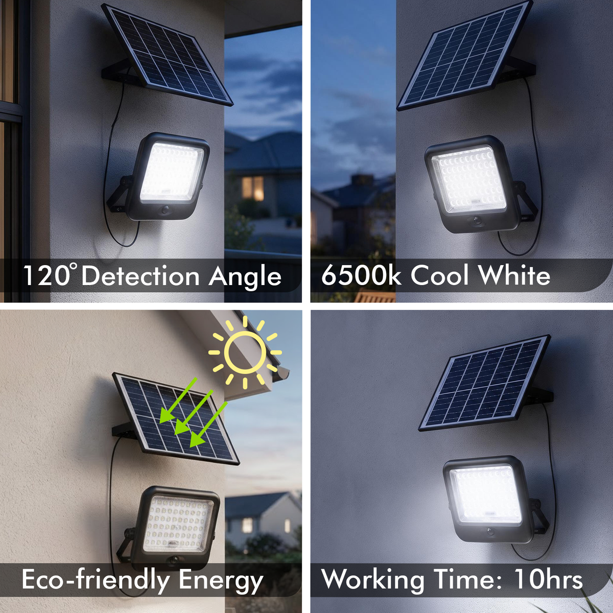 Arlec Black 3000lm Solar LED Floodlight with PIR Sensor