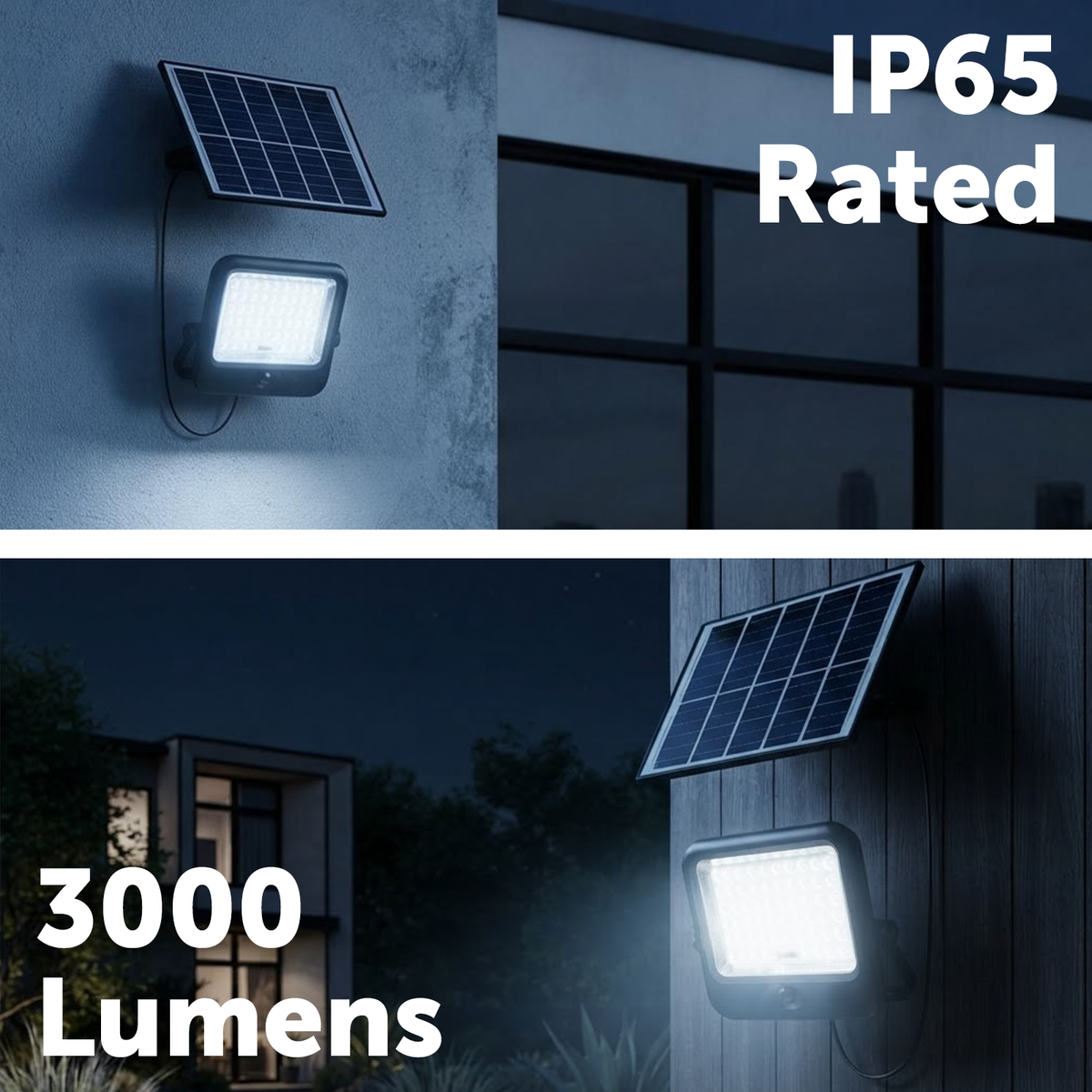 Arlec Black 3000lm Solar LED Floodlight with PIR Sensor