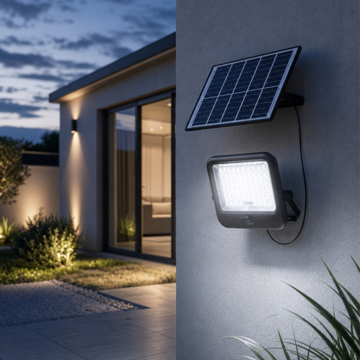 Arlec Black 3000lm Solar LED Floodlight with PIR Sensor