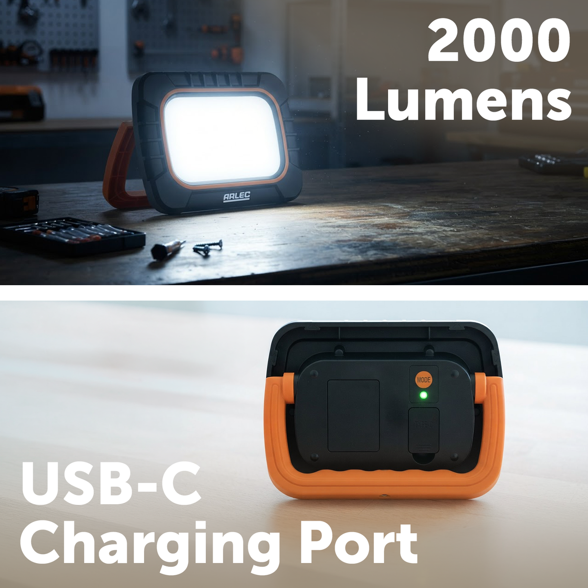 Arlec 20W 2000lm Rechargeable LED Worklight