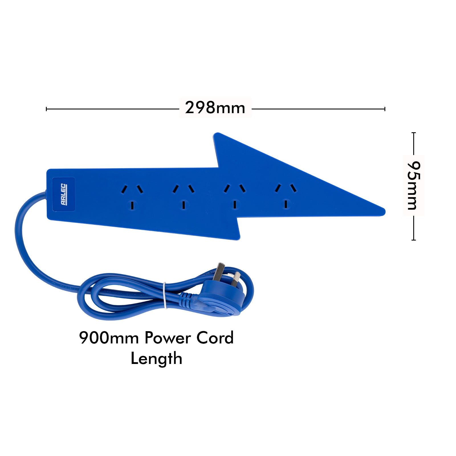 4 outlet blue powerboard – lightning bolt – lightning theme blue color board for home