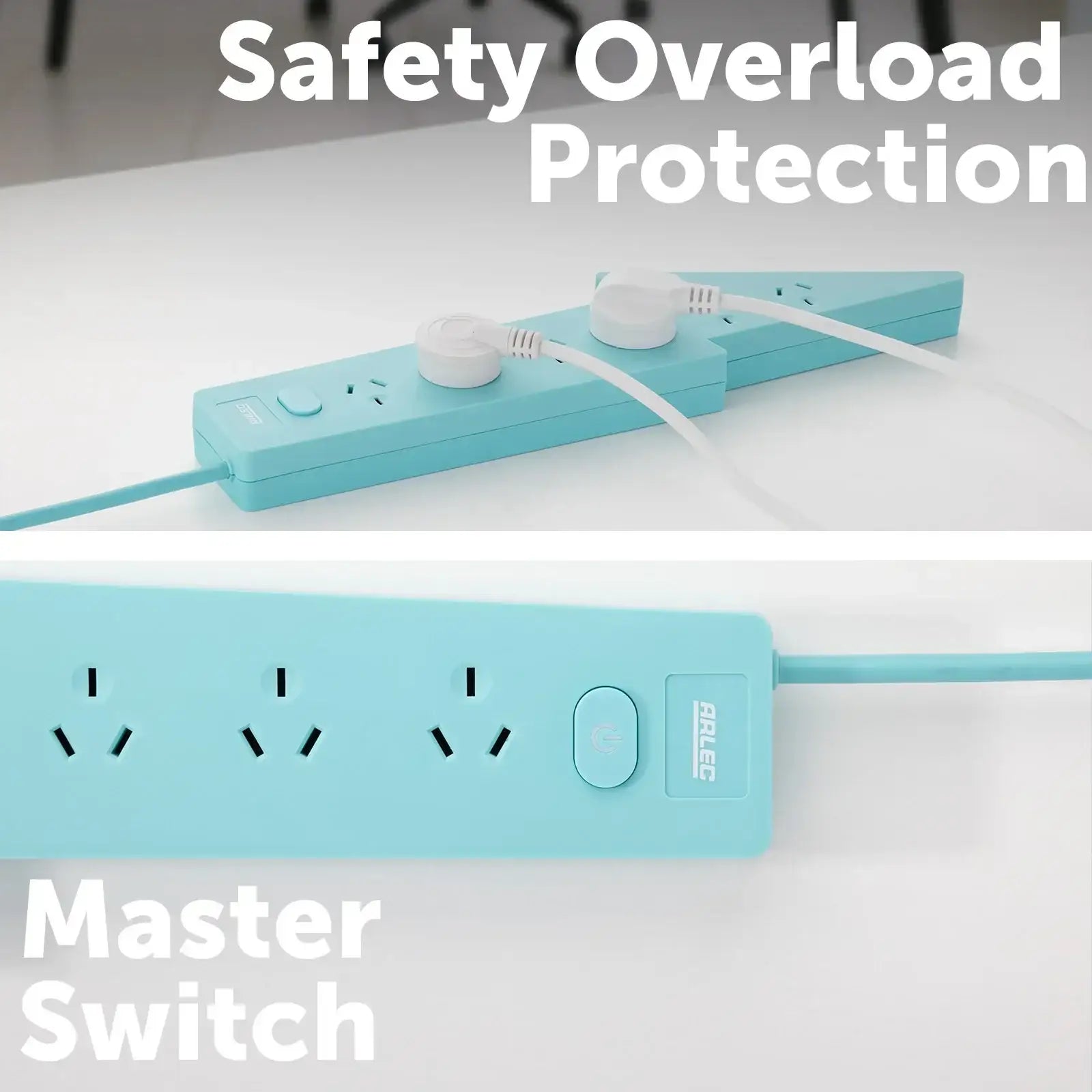 6 outlet teal powerboard – lighting – surge protected teal powerboard for decorative use