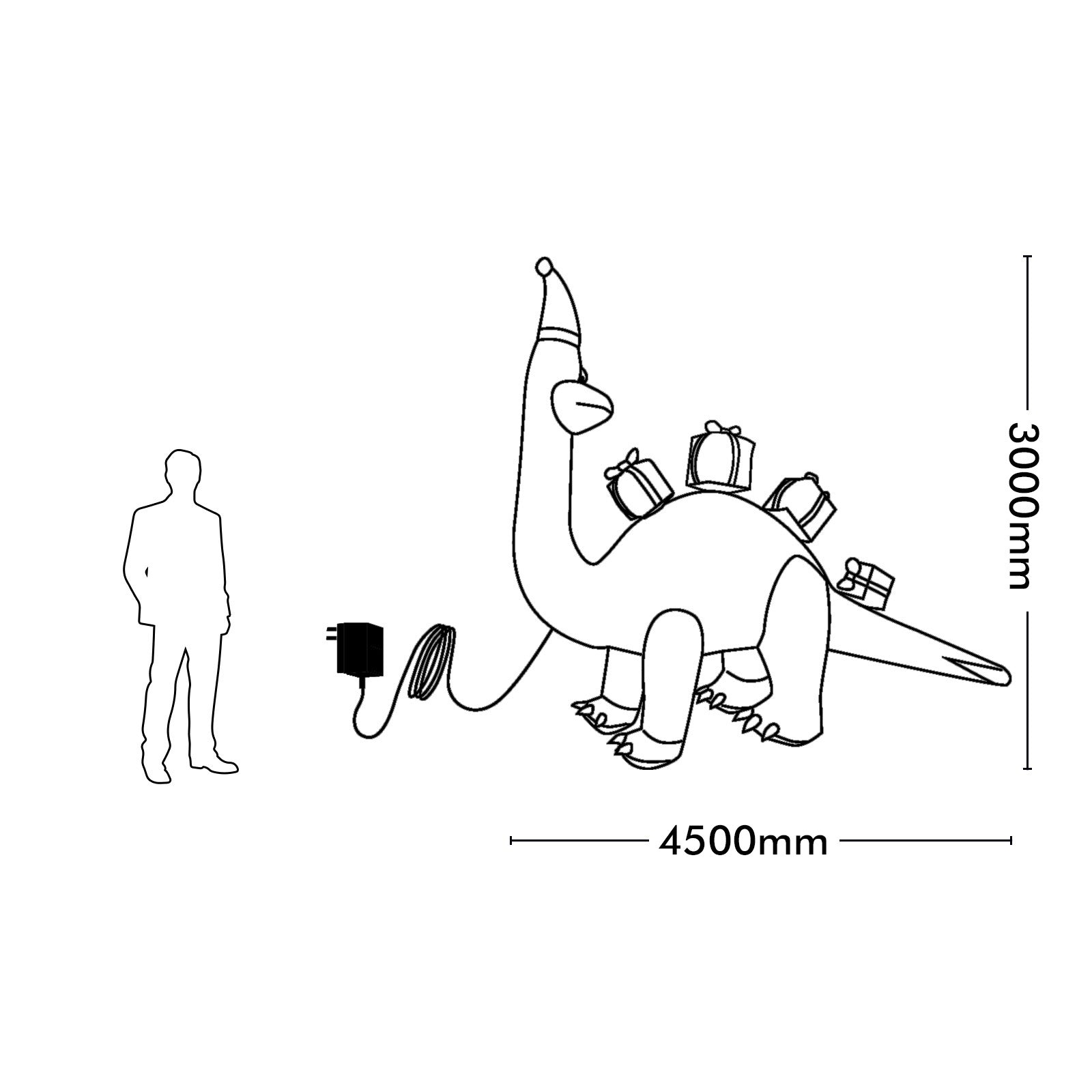 Arlec 3m x 4.5m inflatable dinosaur Christmas décor – low voltage LED festive outdoor inflatable with durable nylon fabric