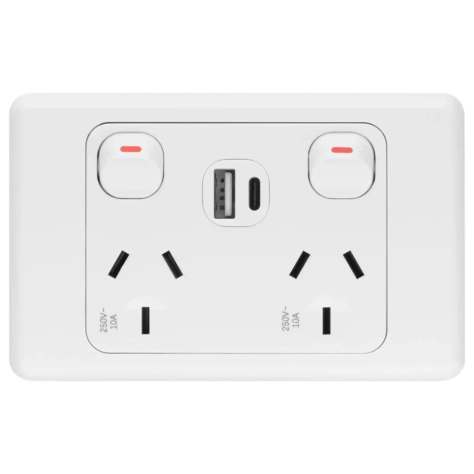 Arlec Double Power Point with USB A & C Charger for wall-mounted smart power