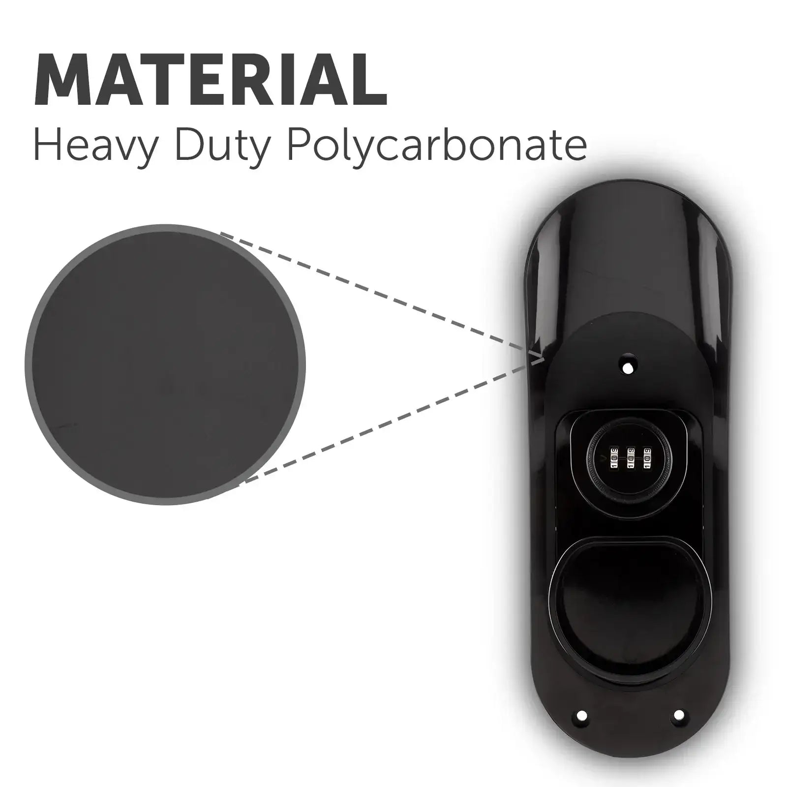 Heavy duty polycarbonate EV charger cable holder with lockable Type 2 connector, black