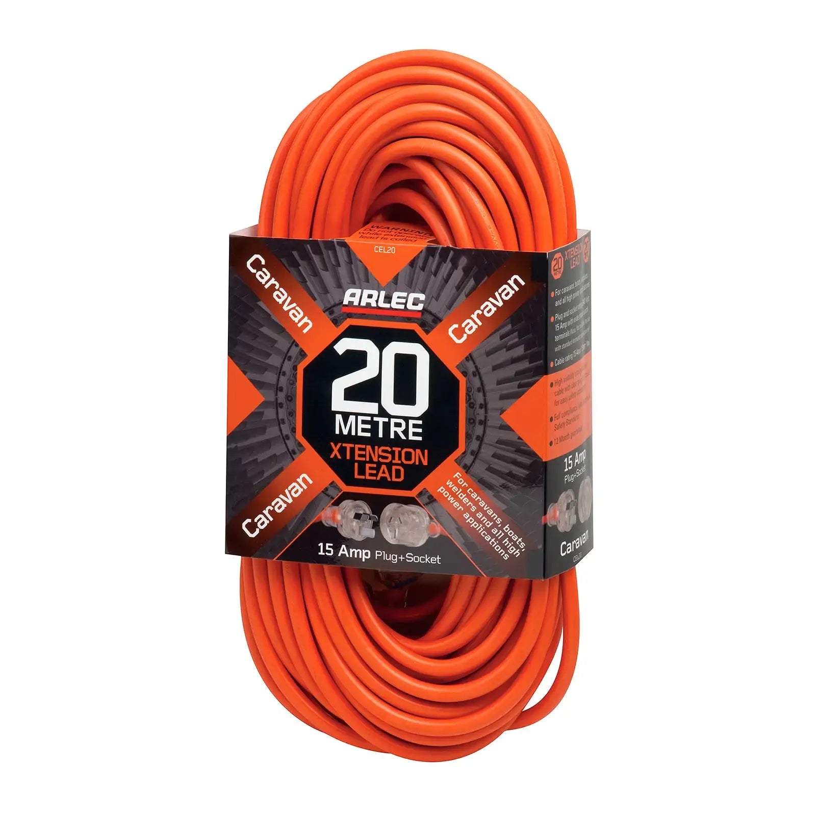 20m caravan extension lead 15A – Arlec heavy duty outdoor cable