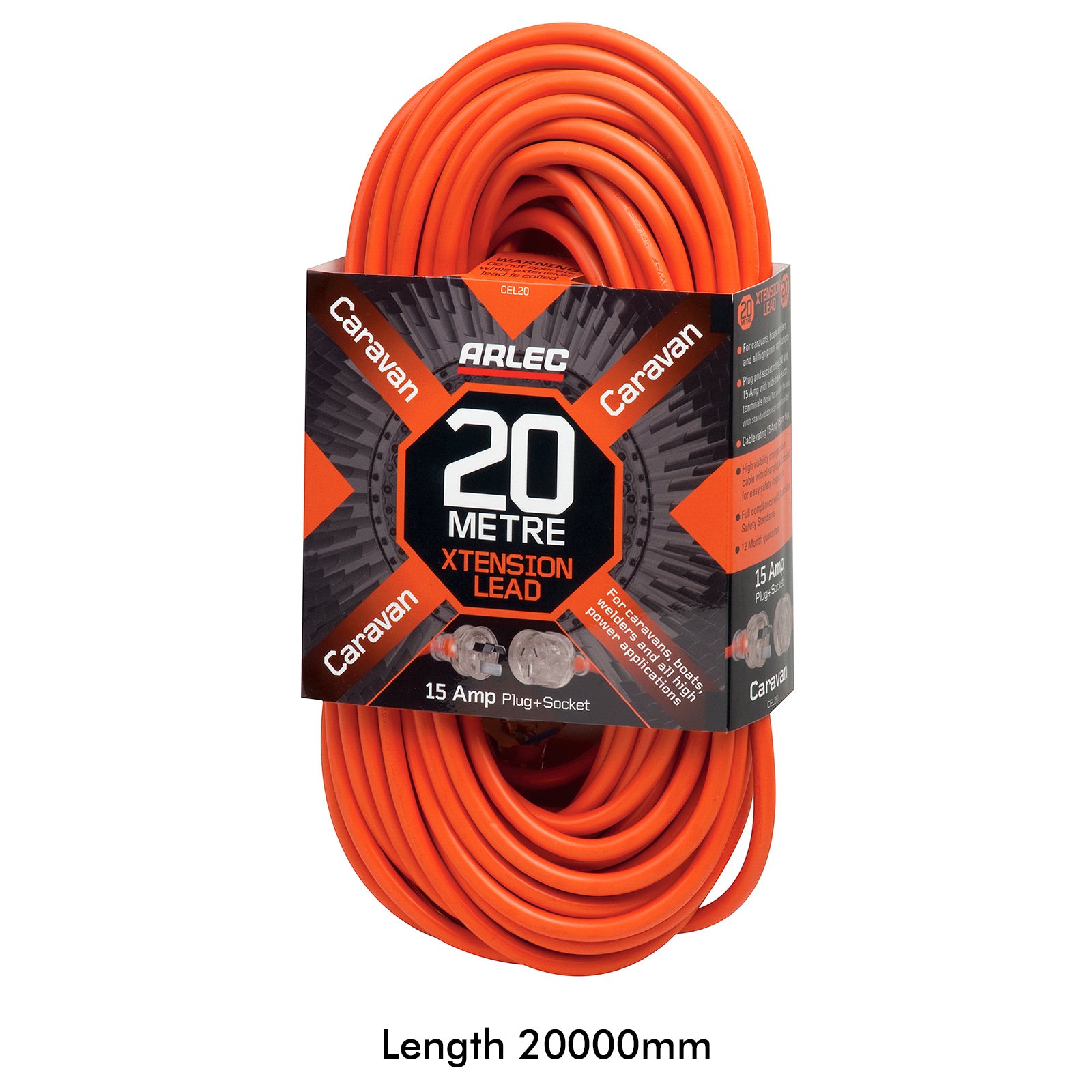 20m caravan extension lead 15A – Arlec heavy duty outdoor cable