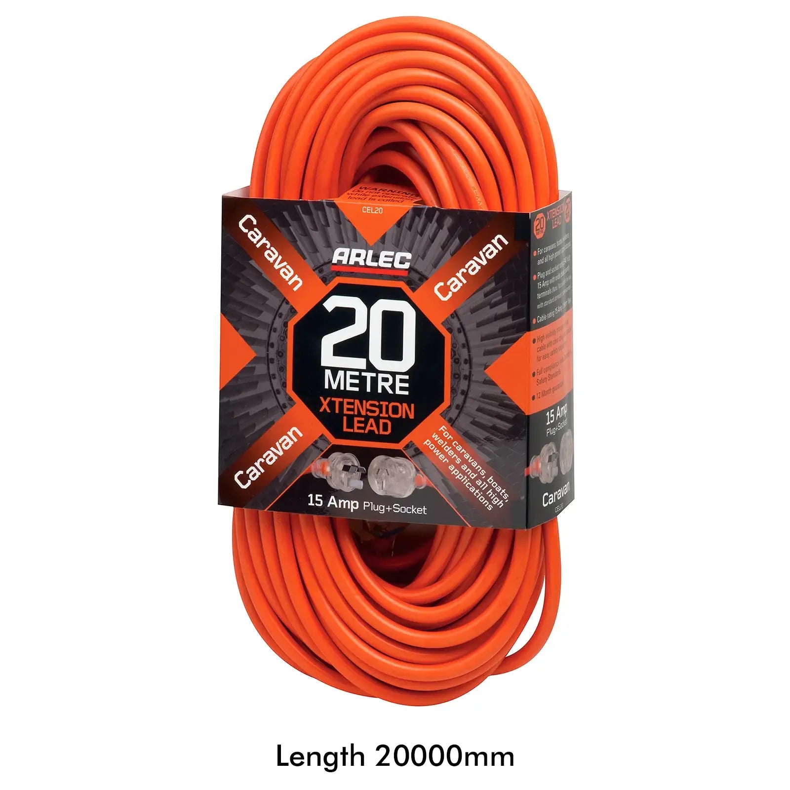 20m caravan extension lead 15A – Arlec heavy duty outdoor cable