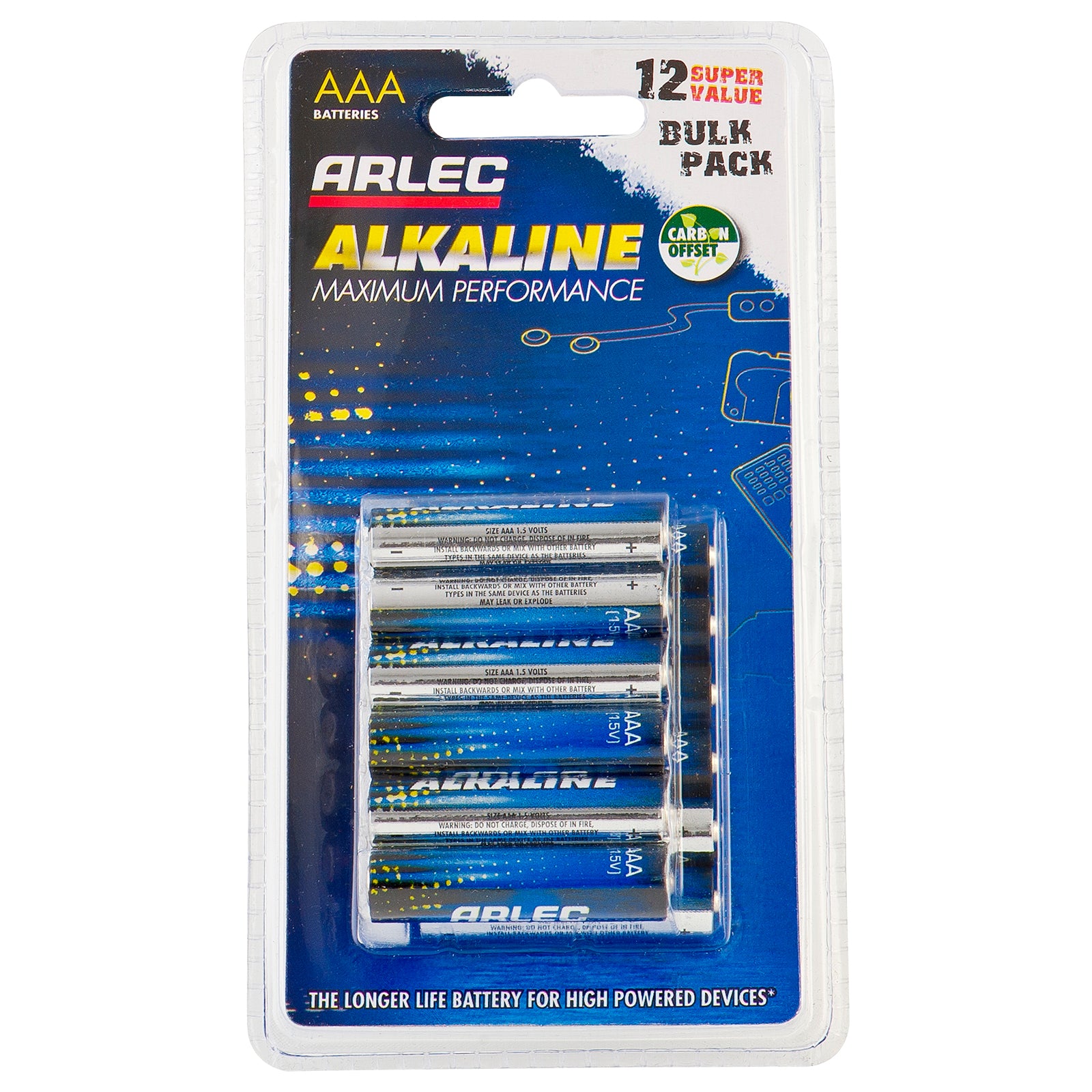 Arlec 12 pack AAA alkaline batteries – reliable long-lasting use