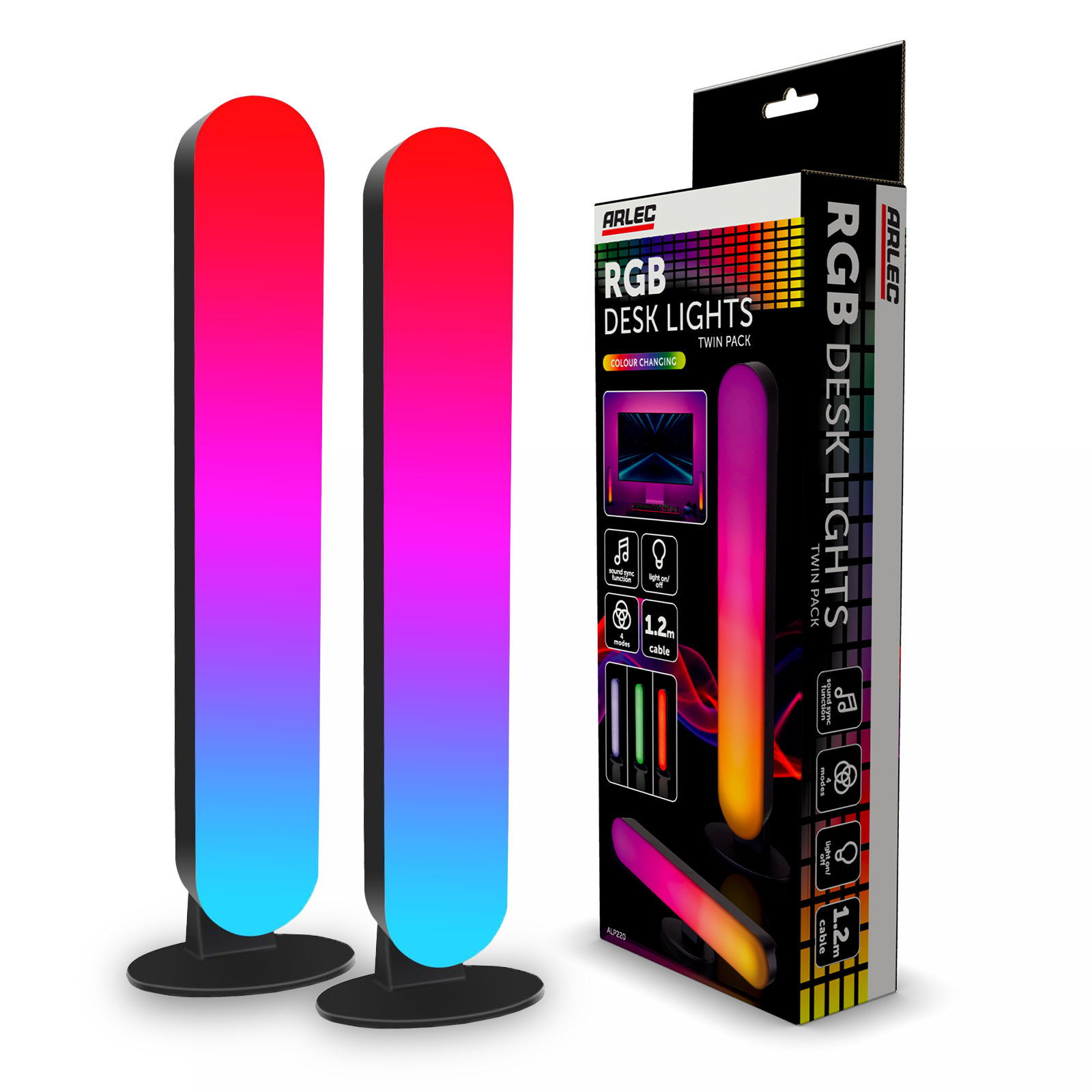 Arlec Black RGB Desk Lights - Twin Pack