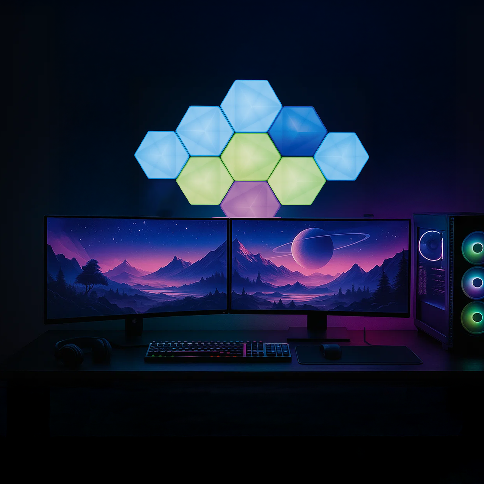 Arlec Grid Connect Smart Modular Hexagon Lights 9pk with Razer Chroma