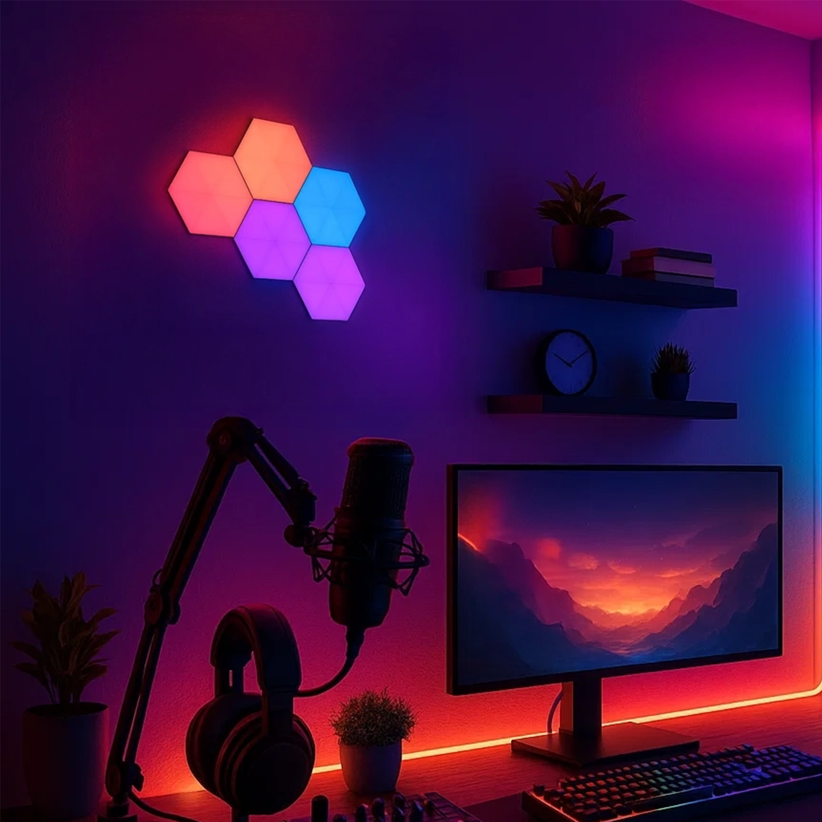 Arlec Grid Connect Smart Modular Hexagon Lights 9pk with Razer Chroma