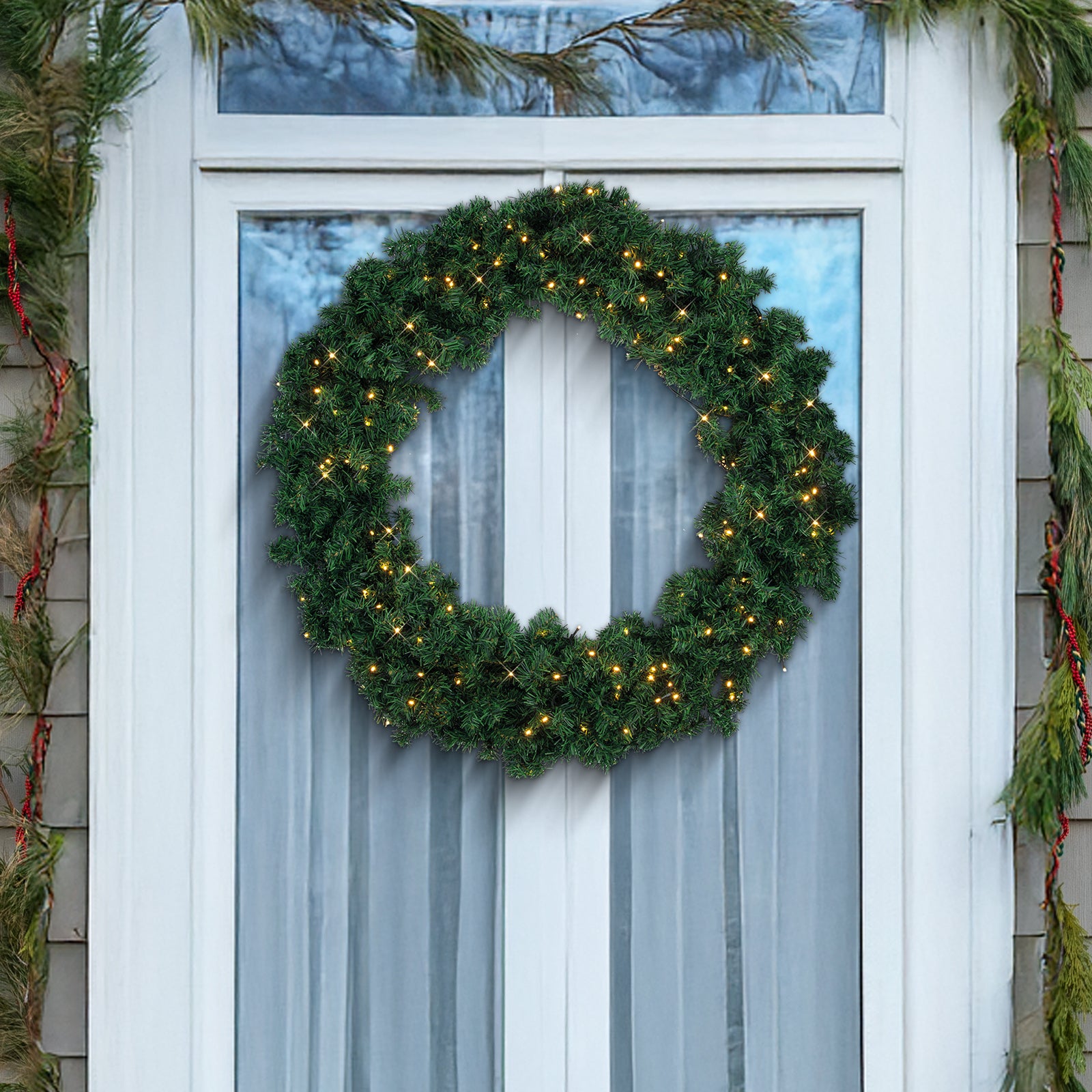 Arlec large LED wreath light, 1.2m festive indoor outdoor Christmas decoration