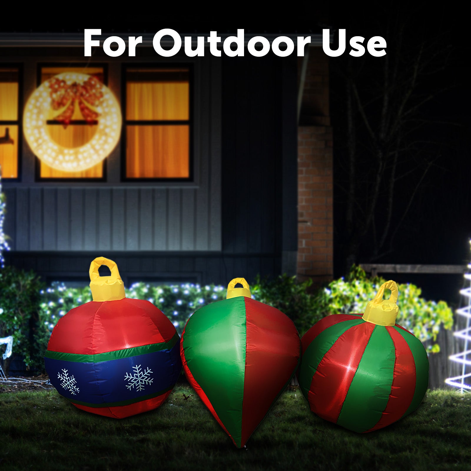 Arlec 1.8m inflatable colourful baubles – LED low voltage Christmas decoration for indoor and outdoor display