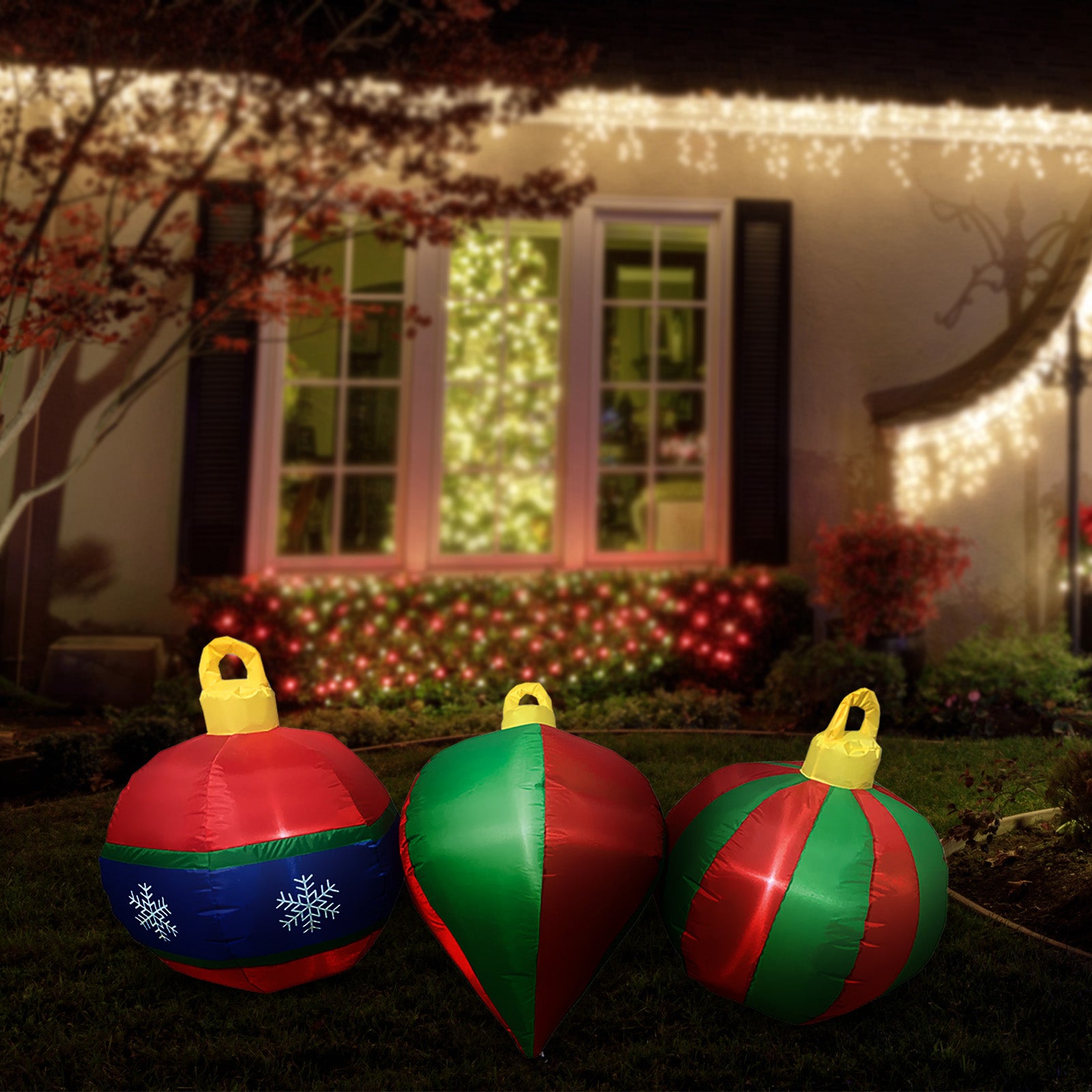Arlec 1.8m inflatable colourful baubles – LED low voltage Christmas decoration for indoor and outdoor display