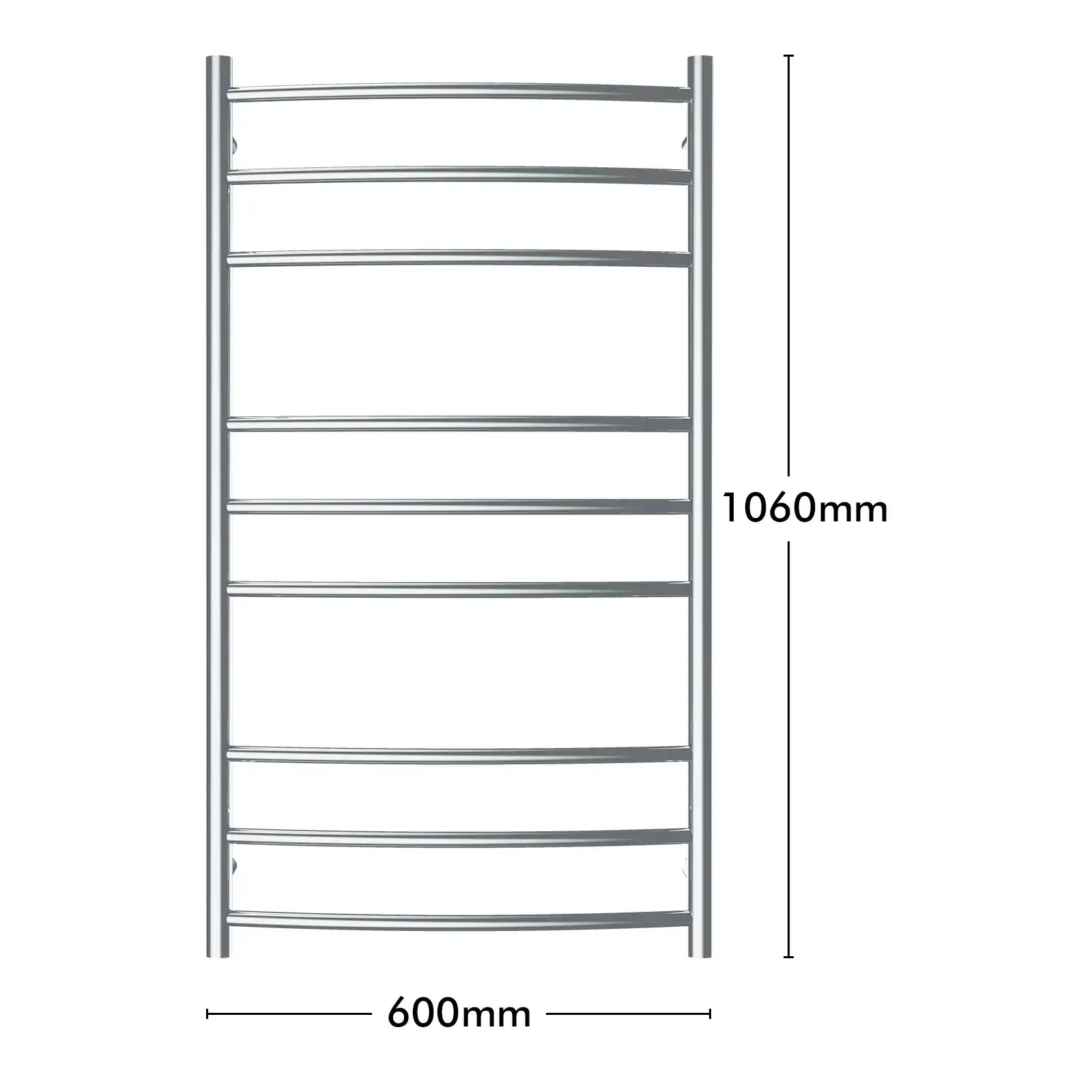 Arlec 100W stainless steel 9 bar heated towel rail for warming and drying towels