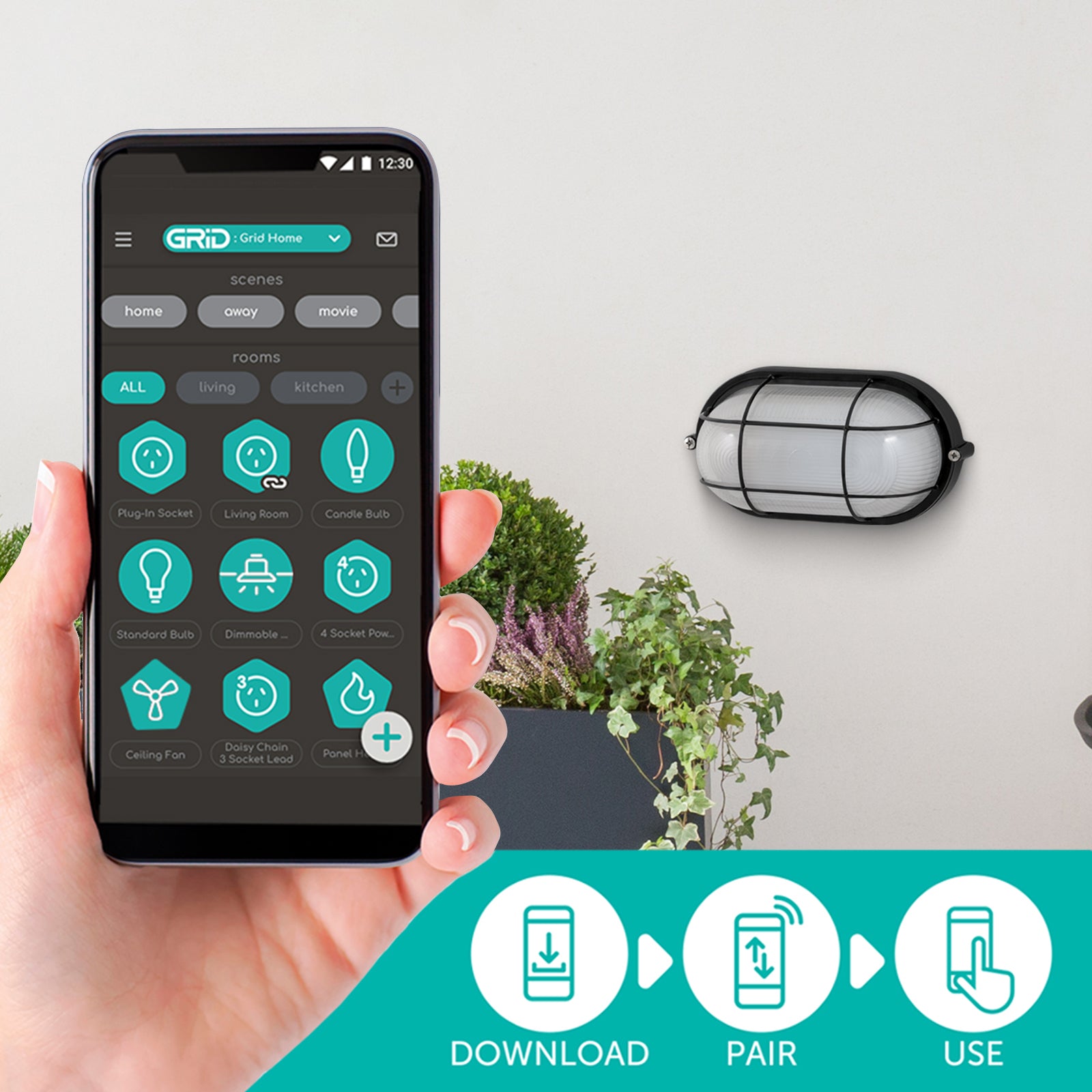 Arlec 10W smart LED bunker light – die-cast outdoor light with Grid Connect app control