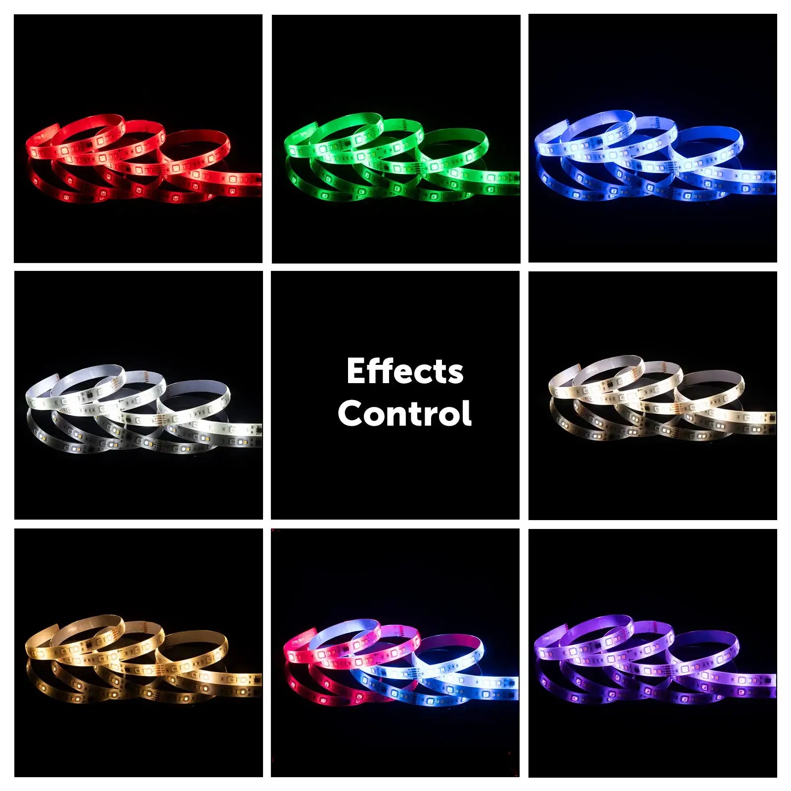 10m smart RGB LED strip light with sound sync, Wi-Fi control, music modes, and customizable segments