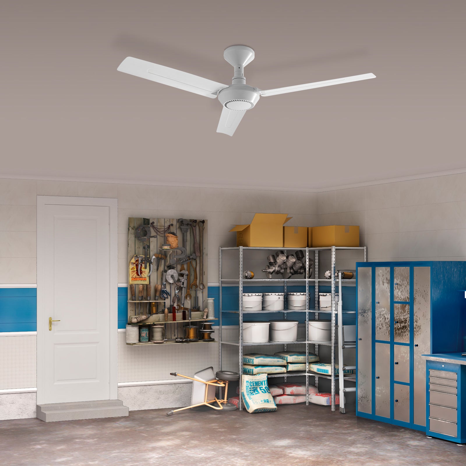 arlec 1200mm 3 blade ceiling fan – diy ceiling fan with plug; energy-efficient plastic blade fan; easy to mount workshop fan