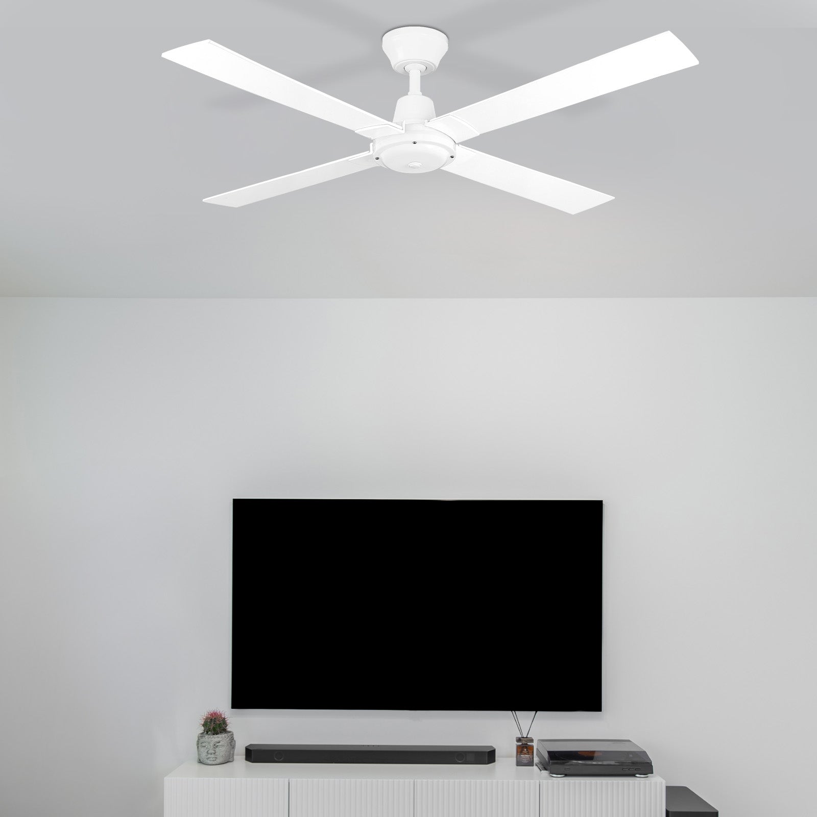 arlec 120cm white ceiling fan – classic 4 blade ceiling fan; energy-efficient cooling fan; light adaptable home fan