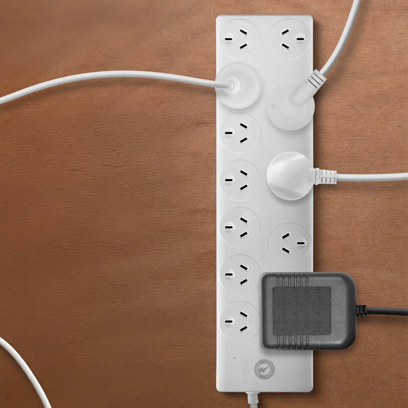 Arlec 12 Outlet Power Board With Surge Protection - 12 socket extension, surge protected powerboard, multiple outlet board