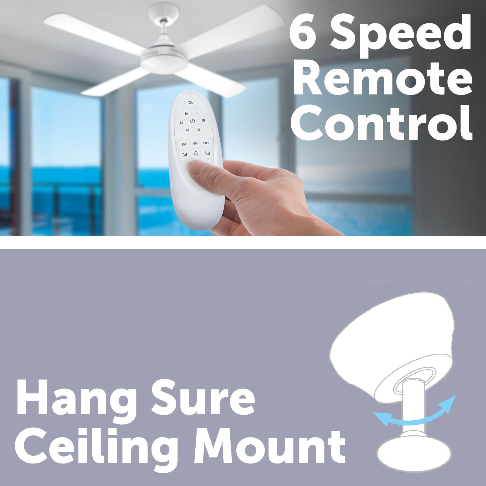 Arlec 130cm smart white ceiling fan with remote and 4 plywood blades