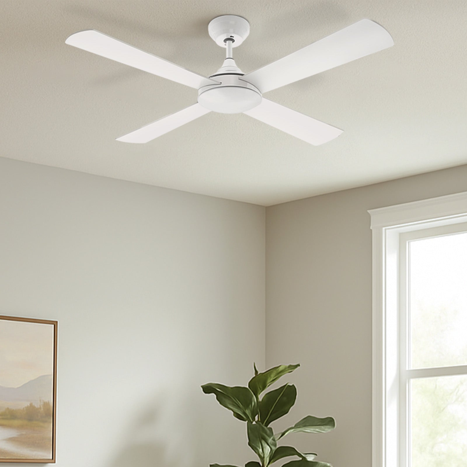 Arlec 130cm smart white ceiling fan with remote and 4 plywood blades