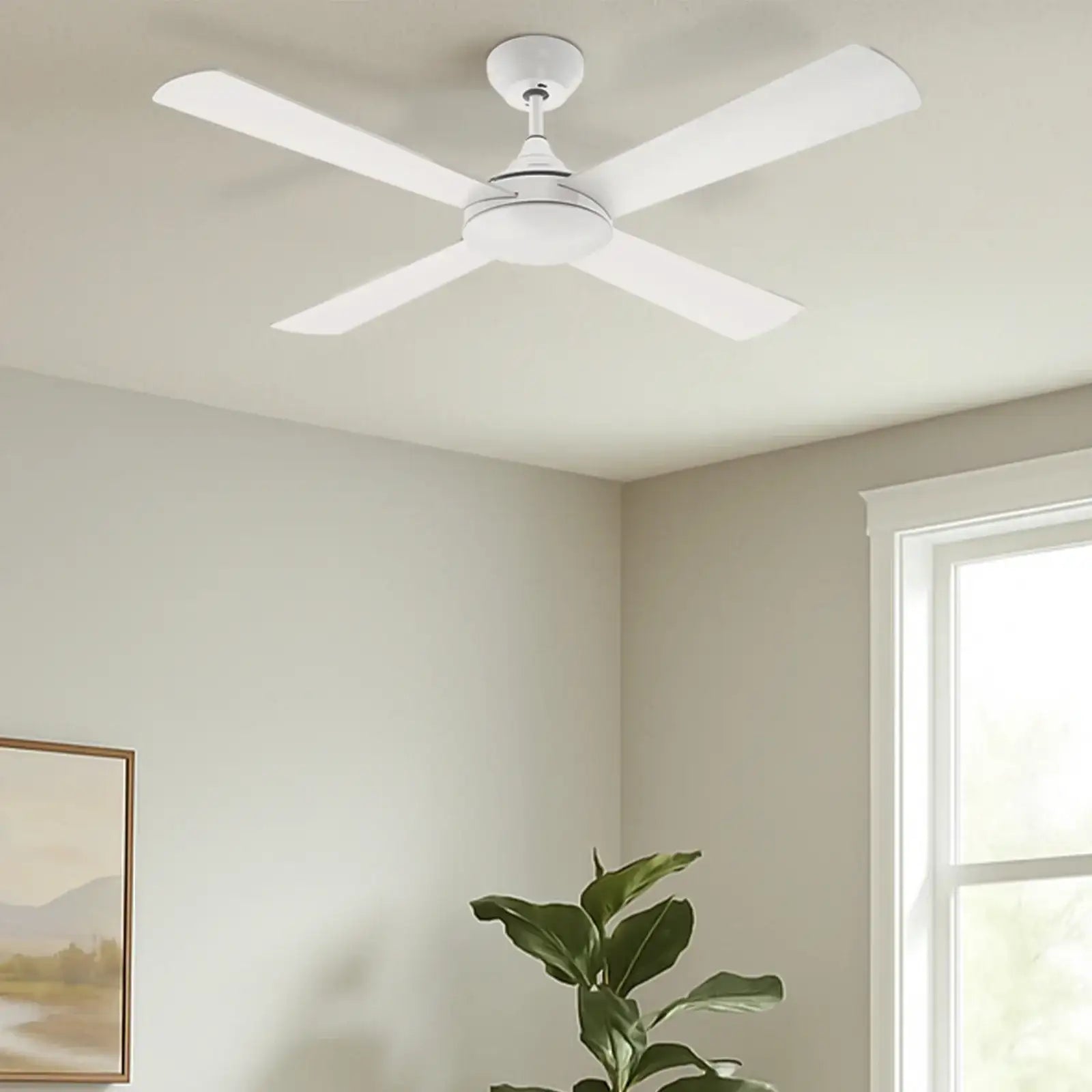 Arlec 130cm smart white ceiling fan with remote and 4 plywood blades