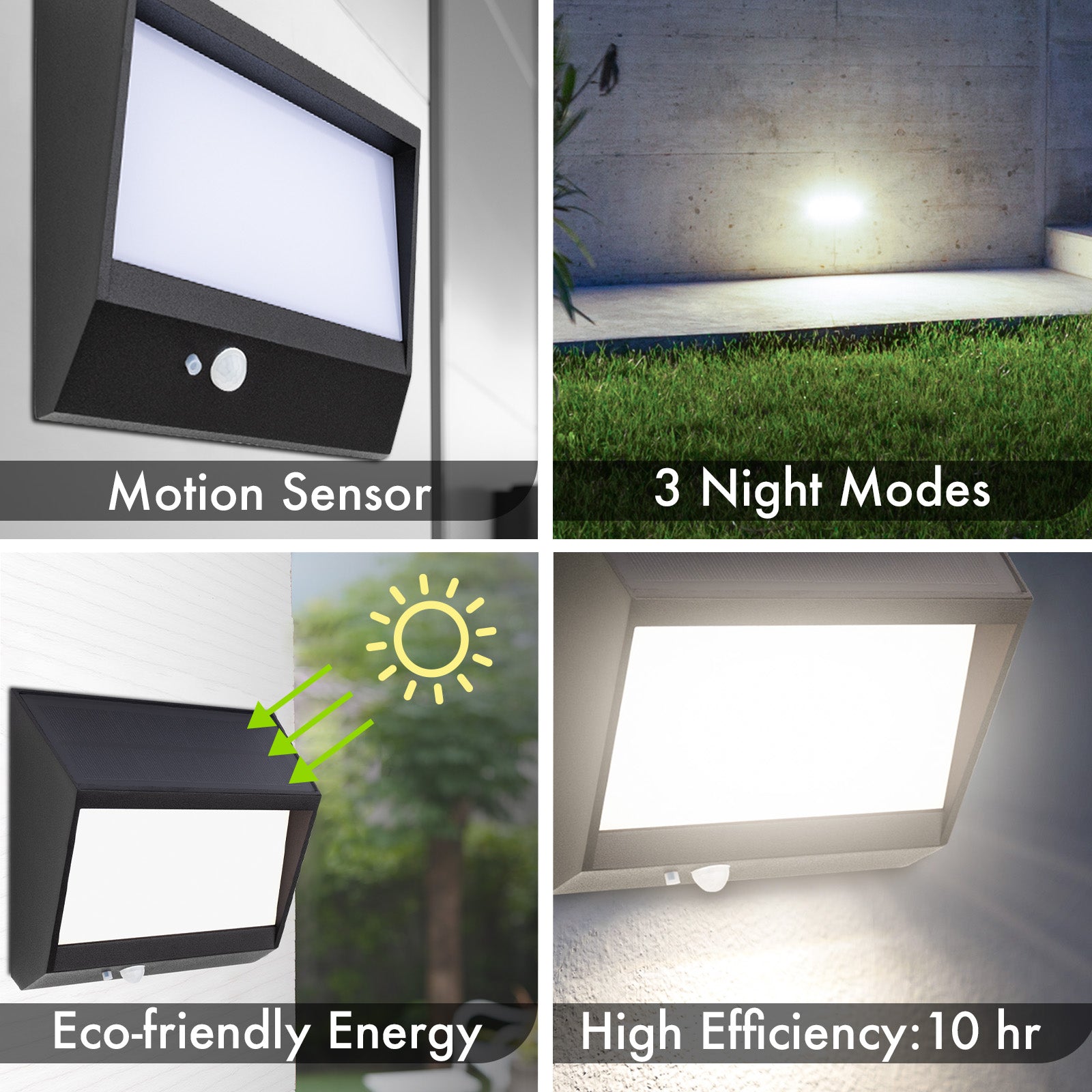 Arlec 120L Premium Solar LED Wall Light With Motion Sensor - solar powered light, motion sensor light, exterior wall light, energy efficient LED