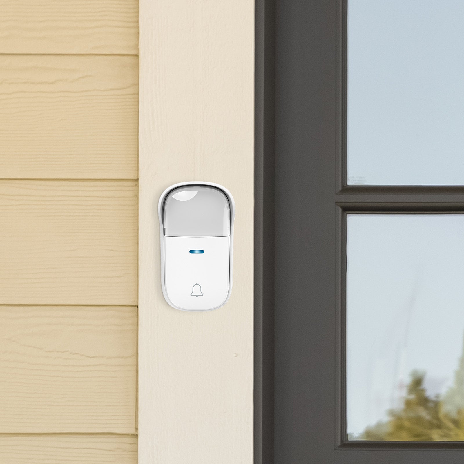 Arlec 150m White Wireless Plug-in Door Chime with Kinetic Push Button – wireless door chime, smart doorbell chime, plug-in doorbell