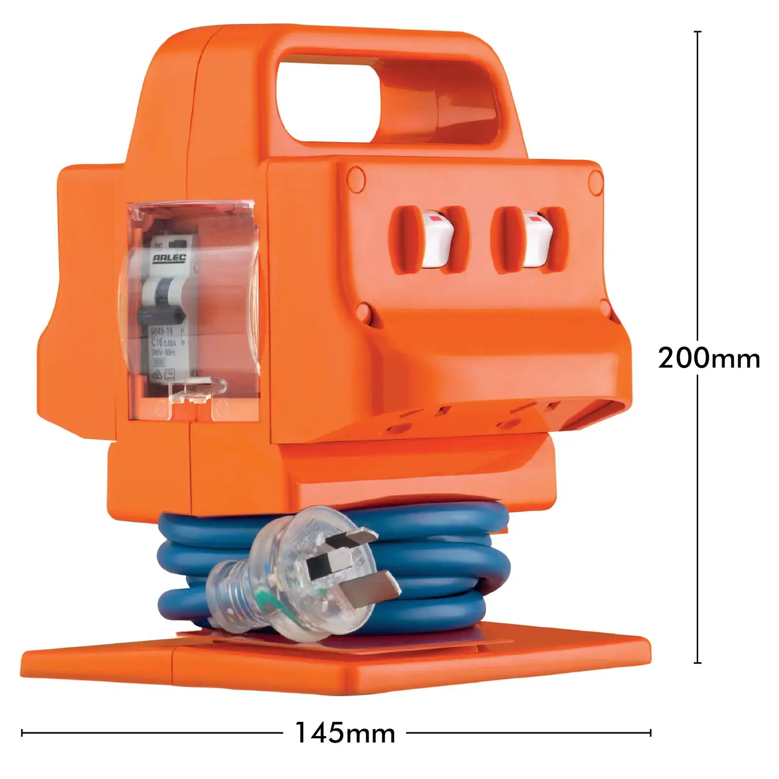 Arlec 15A Heavy Duty 4 Outlet Power Block with Safety Switch for job sites