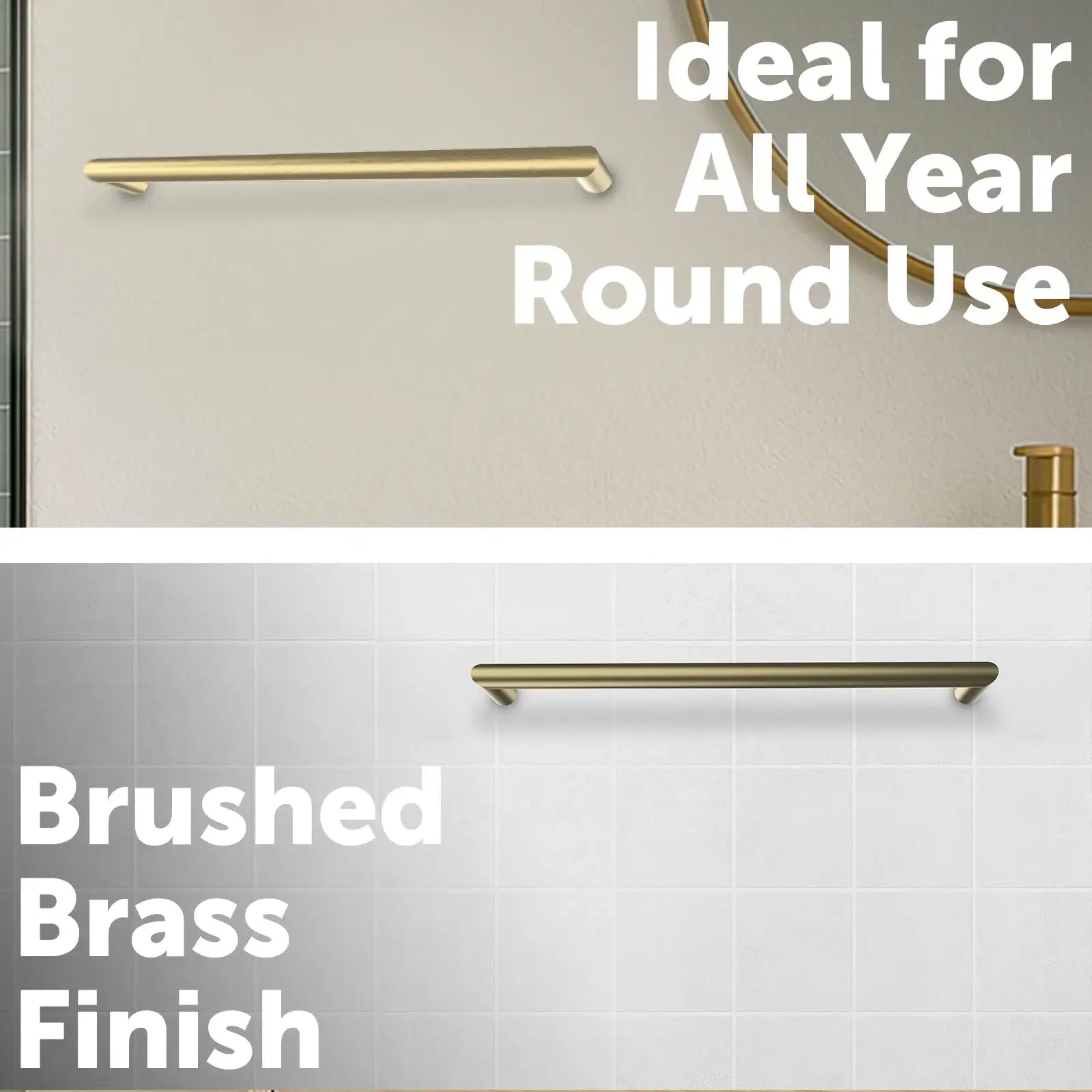 Arlec 15W brushed brass single bar heated towel rail, stylish and compact