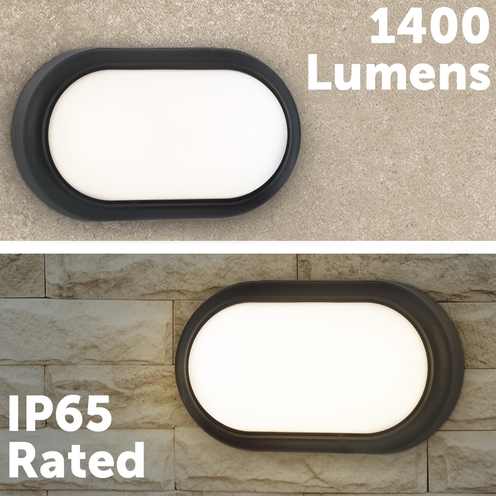 Arlec 15W LED Oval Black Bunker Light - bunker wall light, energy efficient LED