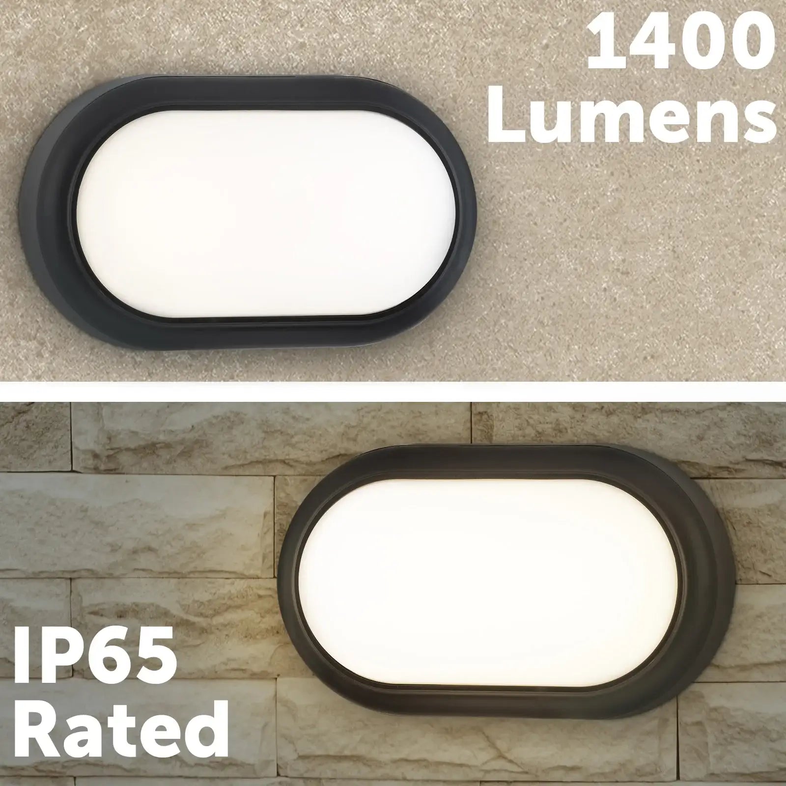 Arlec 15W LED Oval Black Bunker Light - bunker wall light, energy efficient LED