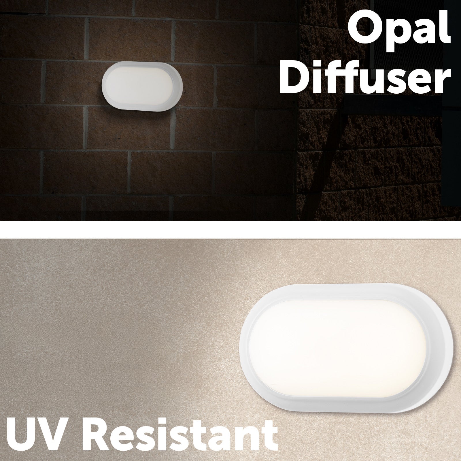 Arlec 15W White Oval LED Bunker Light - bunker wall light, energy efficient LED