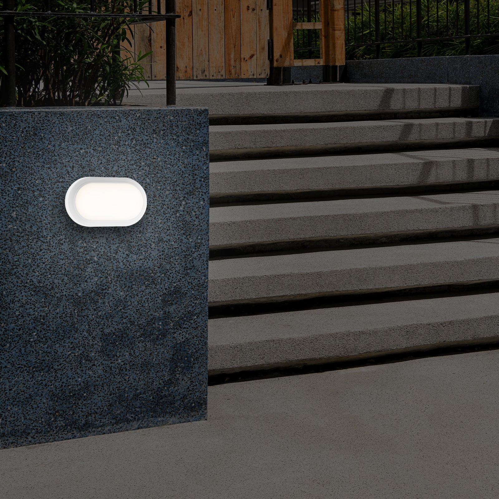 Arlec 15W White Oval LED Bunker Light - bunker wall light, energy efficient LED