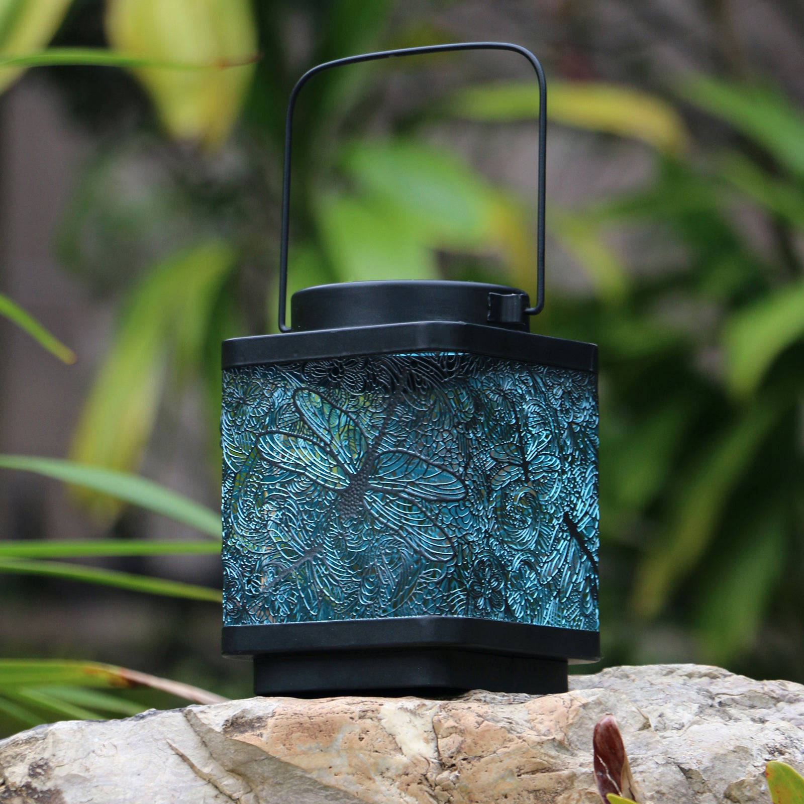 Arlec 15cm Dragonfly Pattern Decorative Solar Lantern - outdoor decorative solar LED lantern for garden lighting
