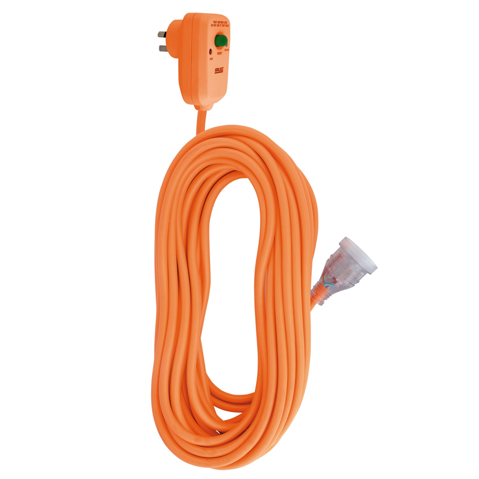 15m orange safety switch extension lead – Arlec in-line protection