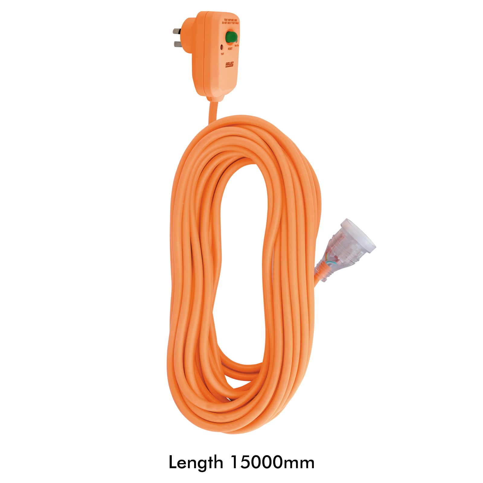 15m orange safety switch extension lead – Arlec in-line protection