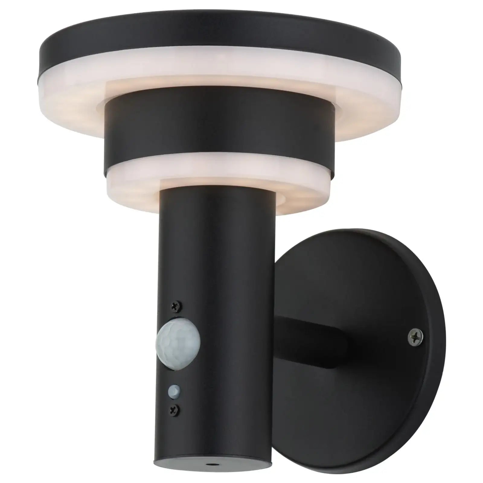 Arlec 18.2cm Black 400lm Solar LED Wall Light With Sensor - solar powered light, motion sensor light, exterior wall light, energy efficient LED