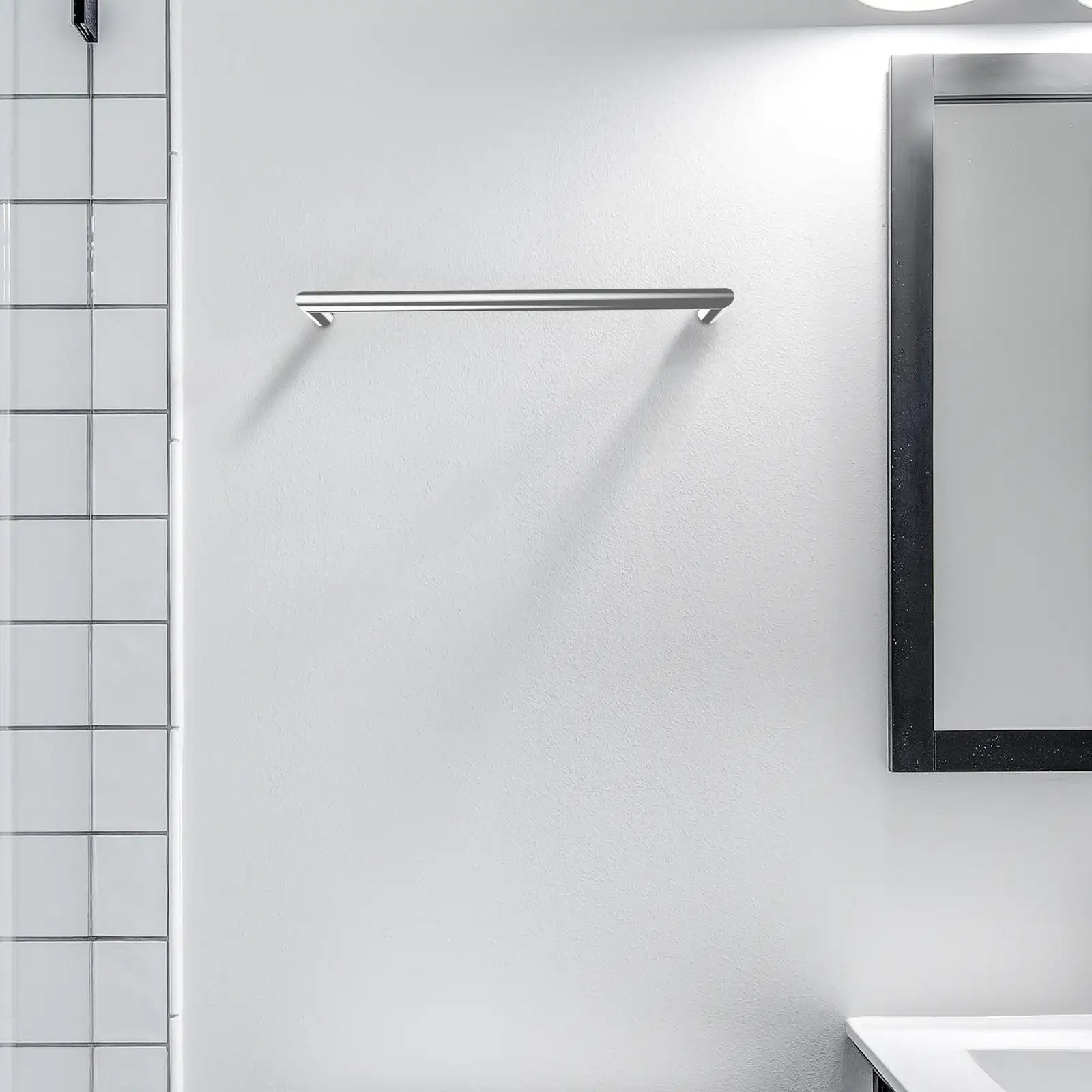 Arlec 18W stainless steel single bar towel rail for modern bathroom heating