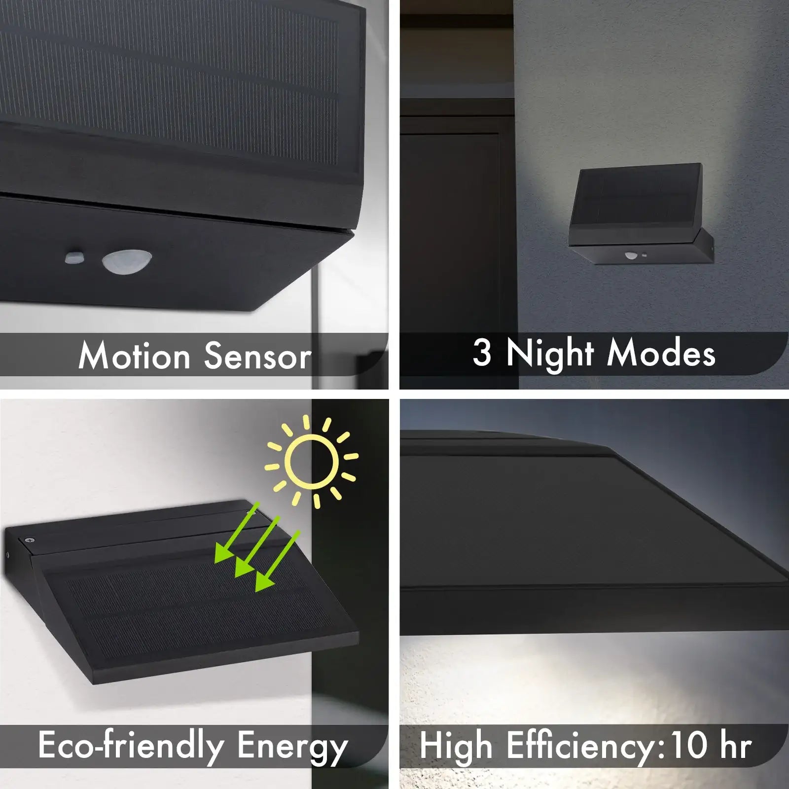 Arlec 190L Premium Solar LED Wall Light With Motion Sensor - solar powered light, motion sensor light, exterior wall light, energy efficient LED
