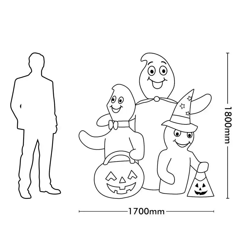 Arlec 1.8m Halloween inflatable with 3 ghosts – self-inflating LED display for indoor and outdoor settings