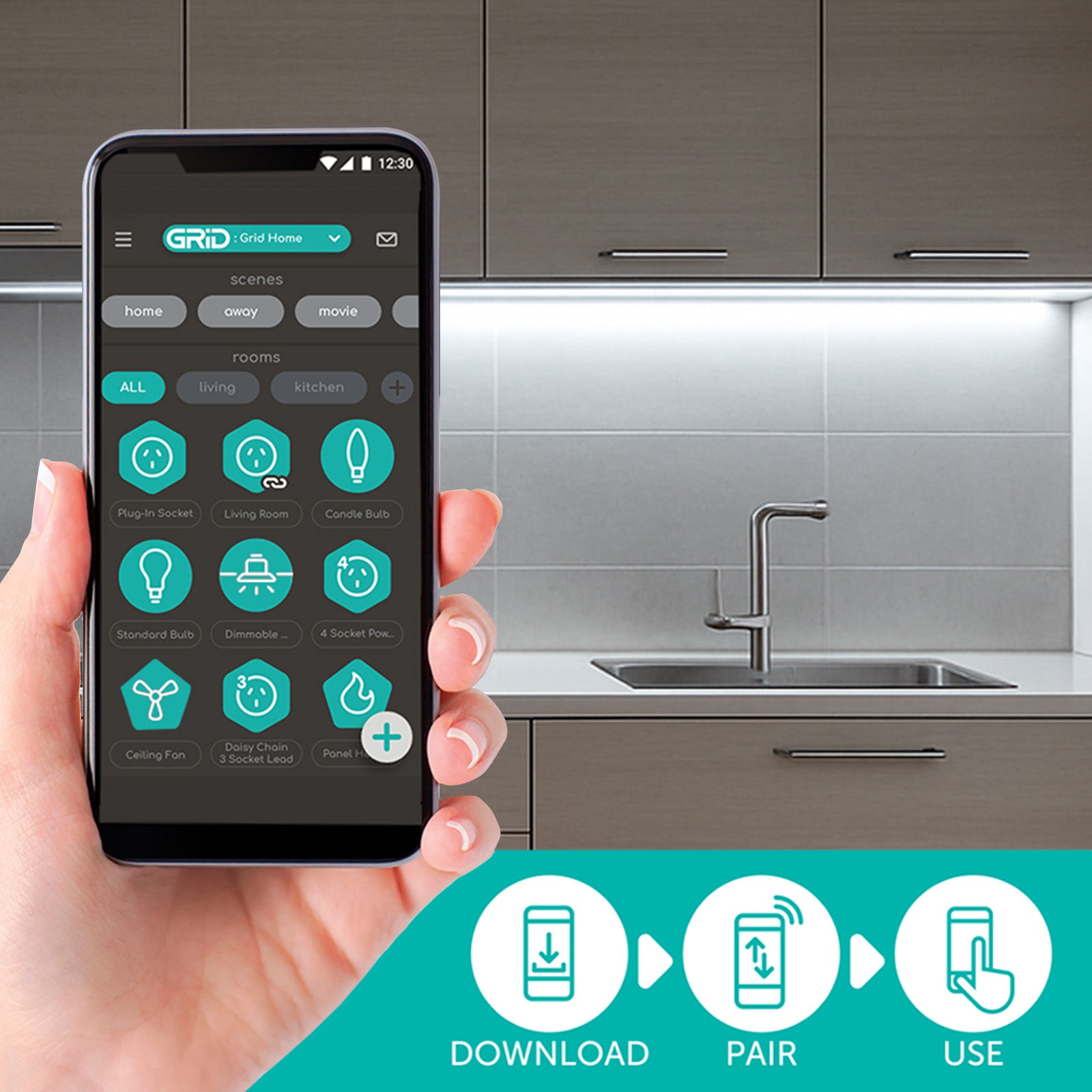 1m cool white battery powered LED strip light by Arlec